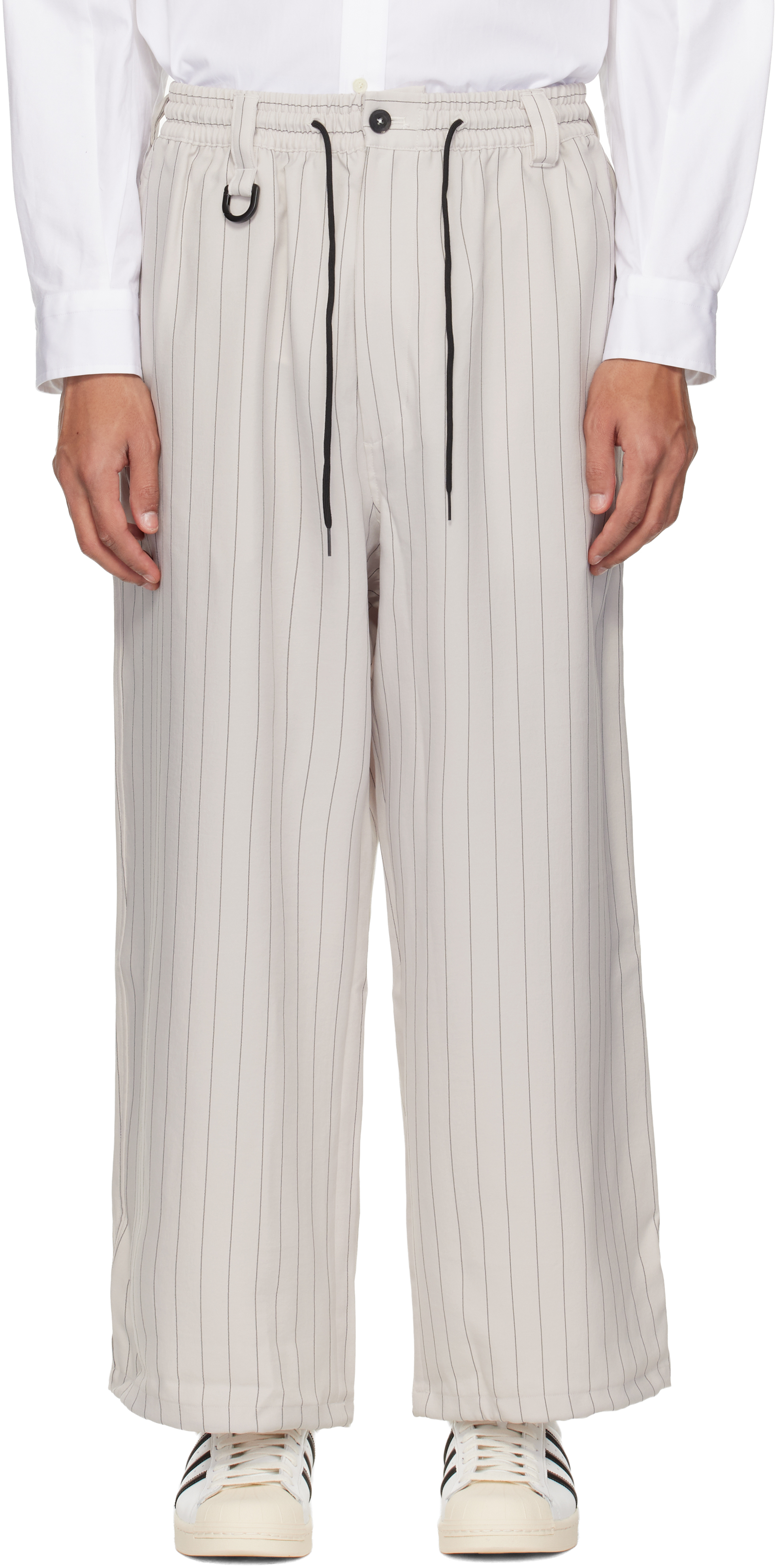 Y-3のグレー Pinstripe Sport Uniform トラックパンツがセール中