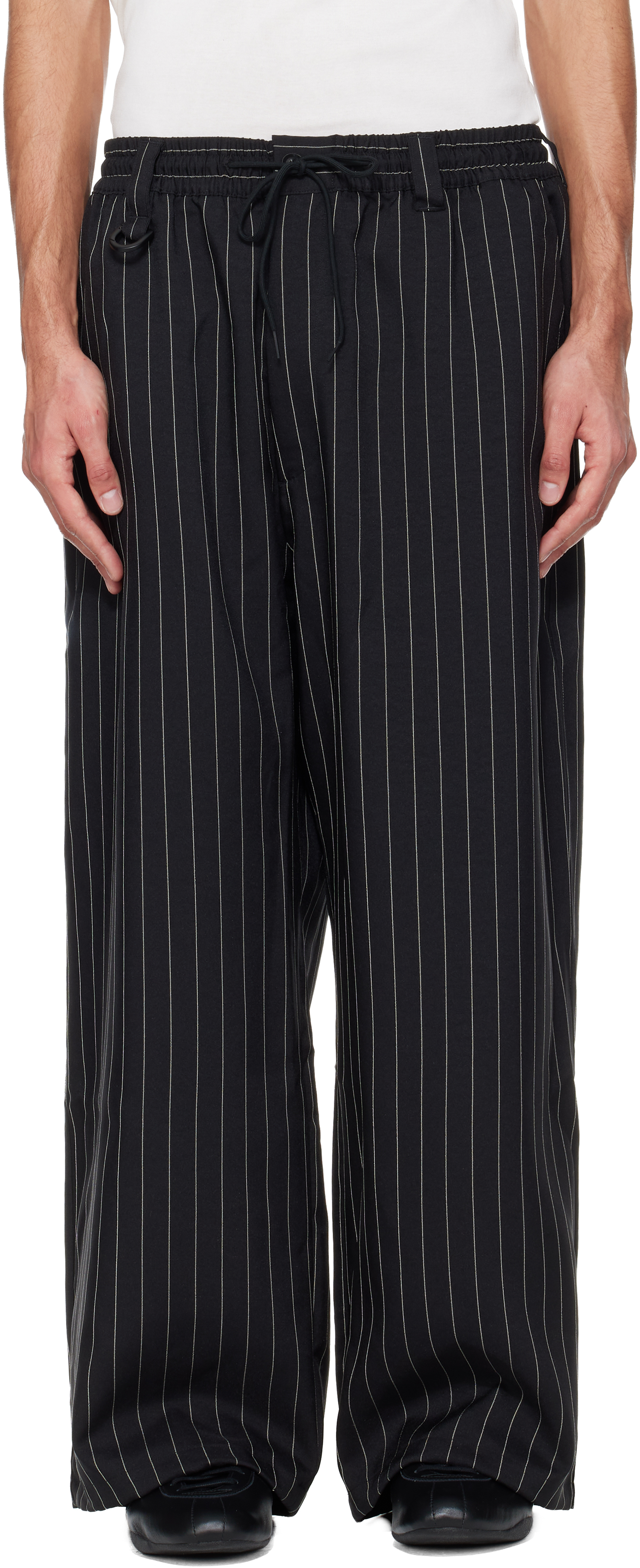 Black Sport Uniform Pinstripe Track Pants by Y-3 on Sale