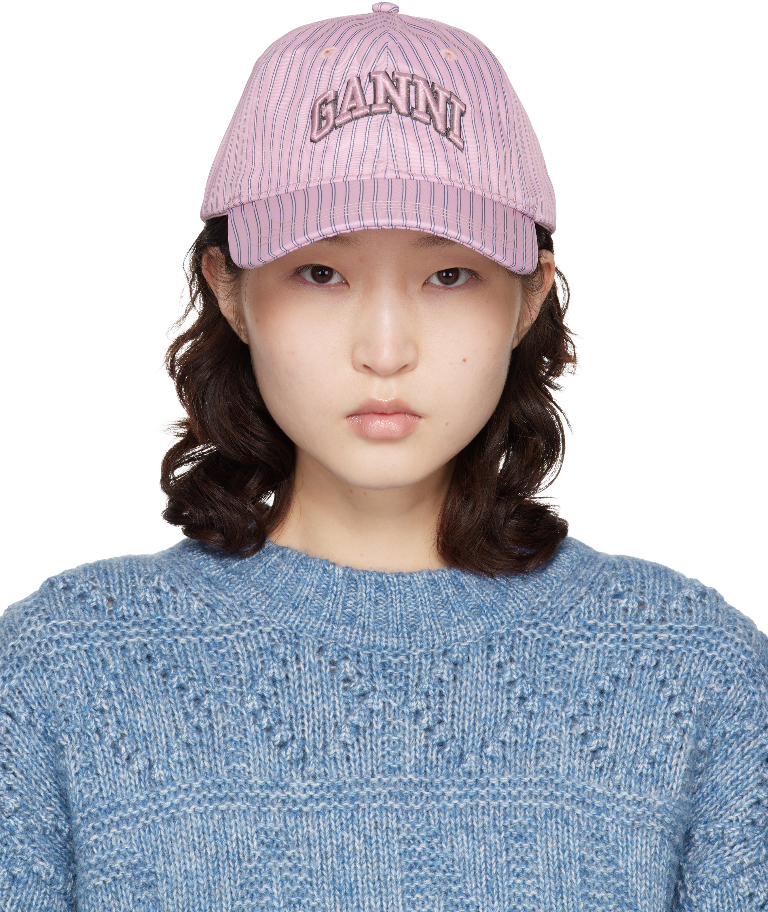 GANNI: ピンク プリント ナイロン キャップ | SSENSE 日本