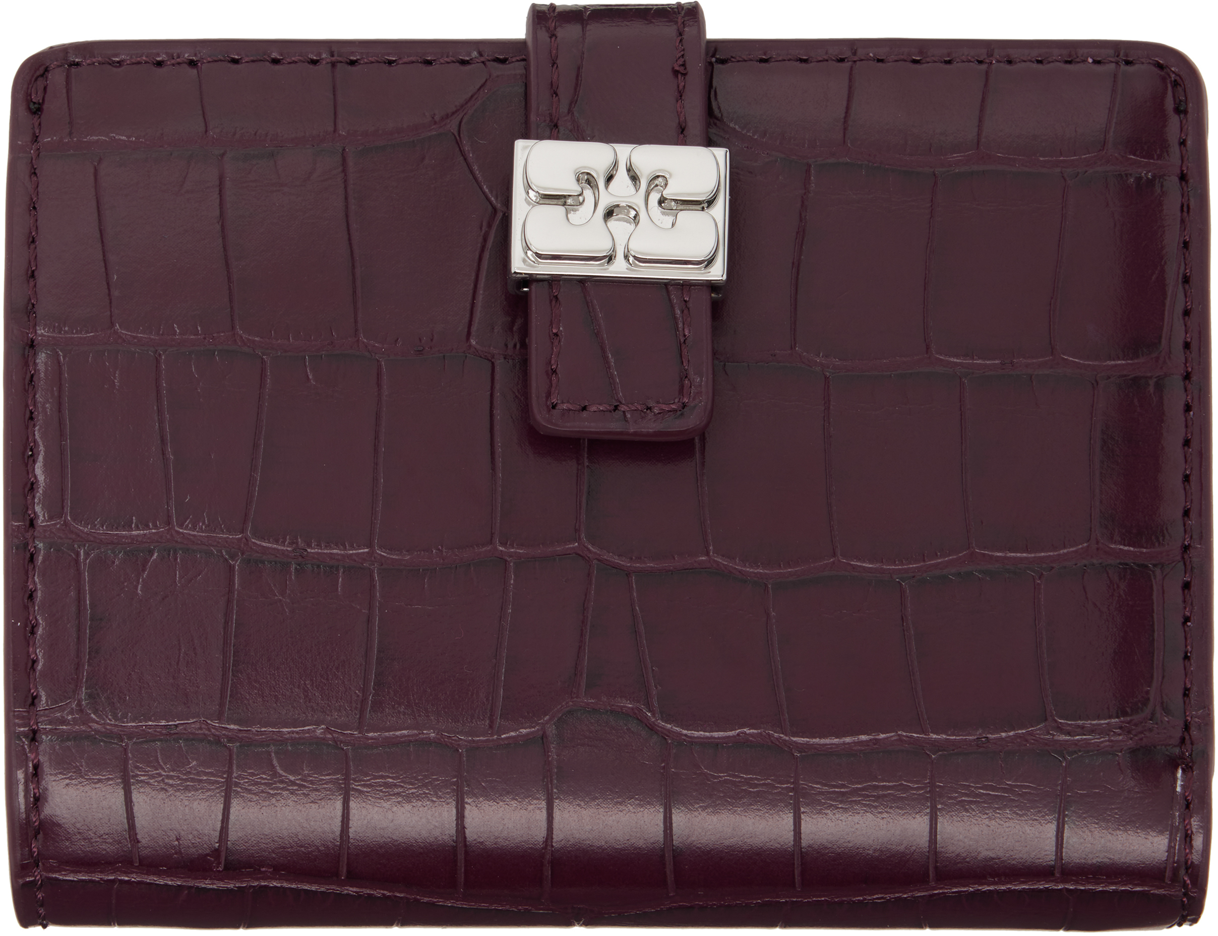 Ganni Burgundy Sue Slim Flap Wallet