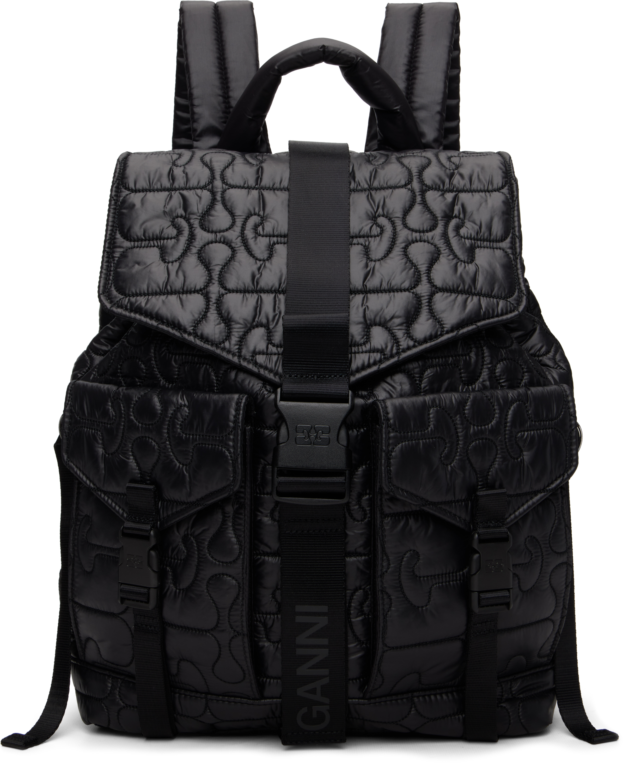 GANNI Black Quilted Re-Tech Backpack