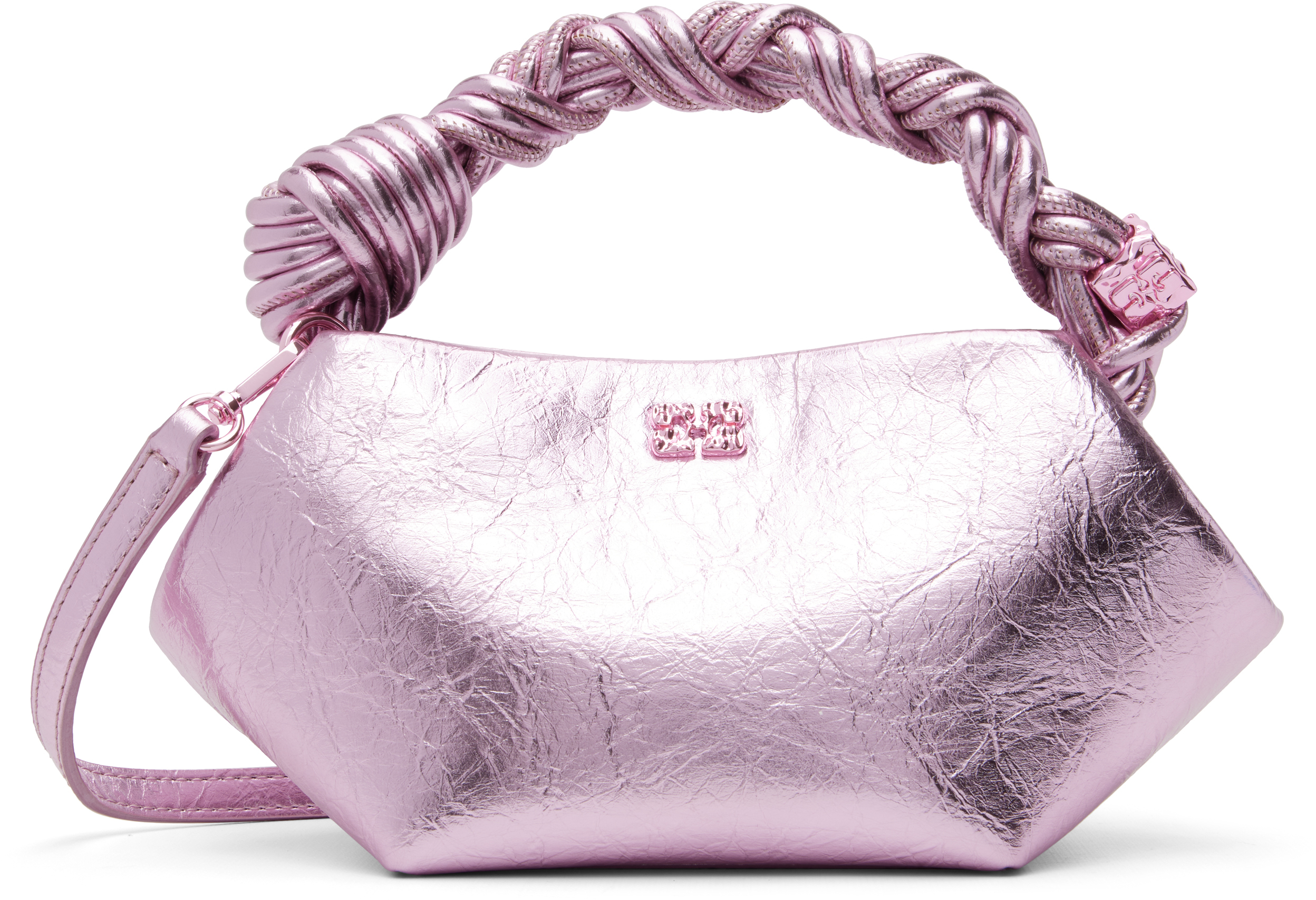 Pink Metallic Mini Bou Bag by GANNI on Sale