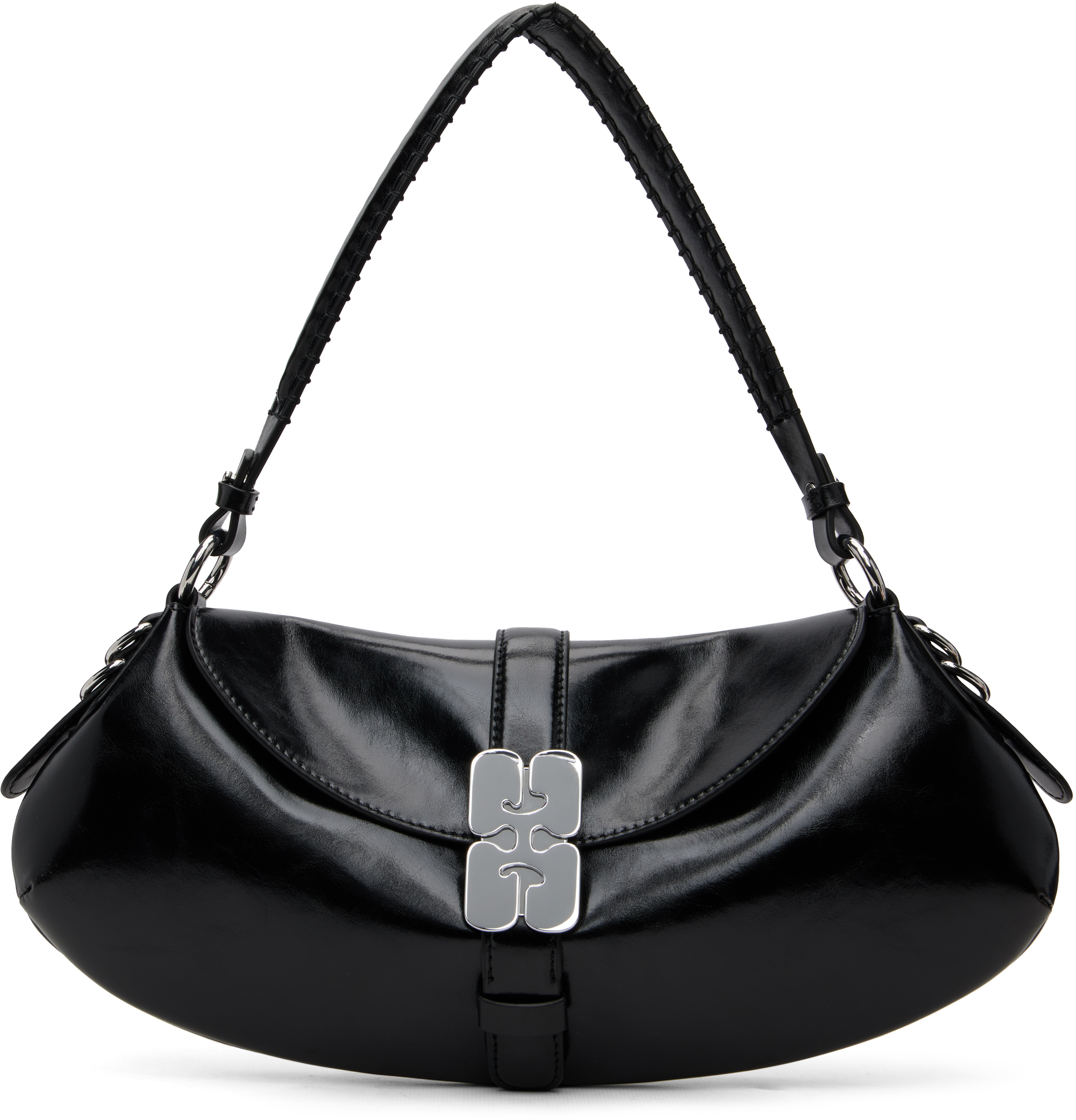GANNI Black Kat Baguette Bag