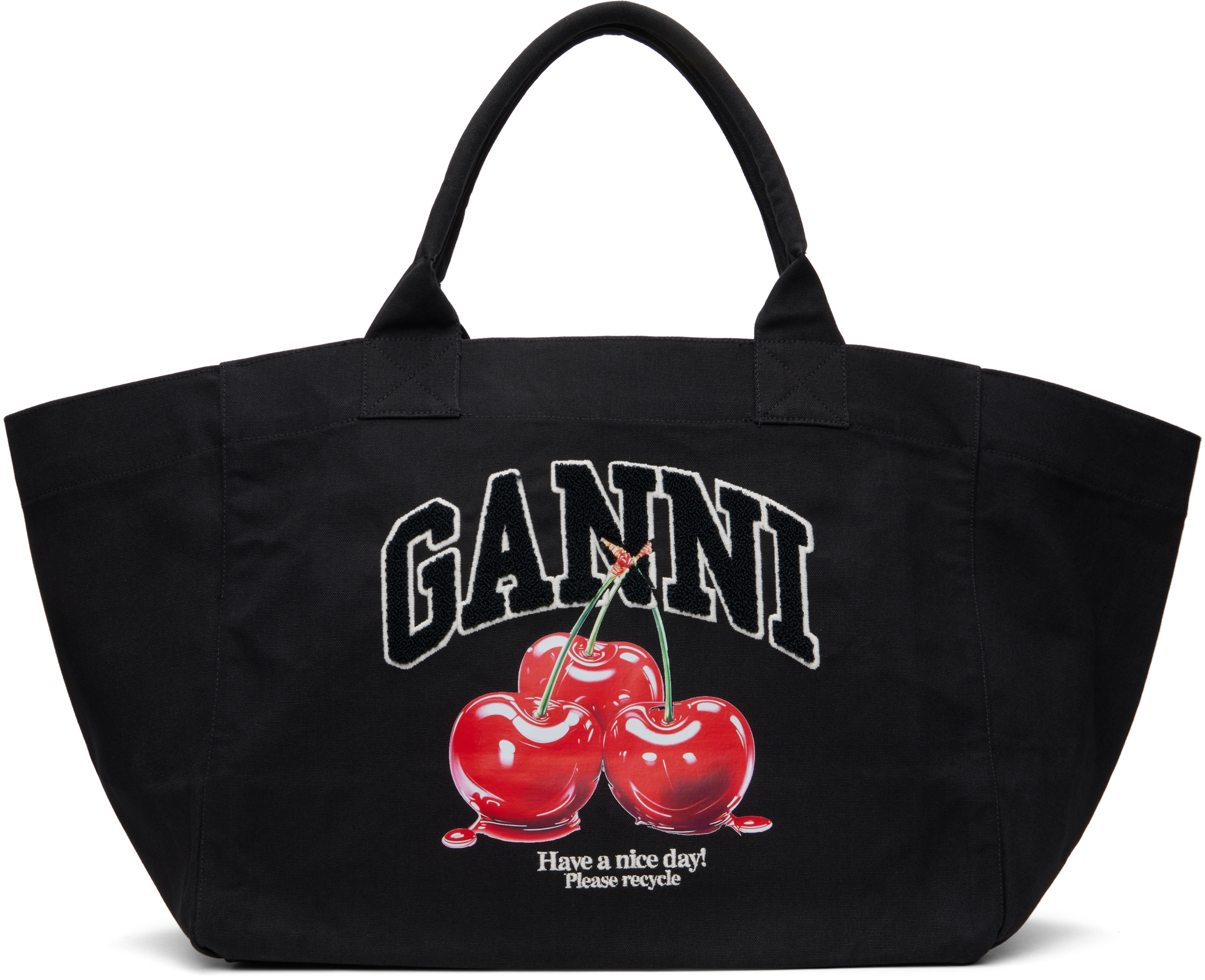Black XXL Cherry Tote by GANNI on Sale