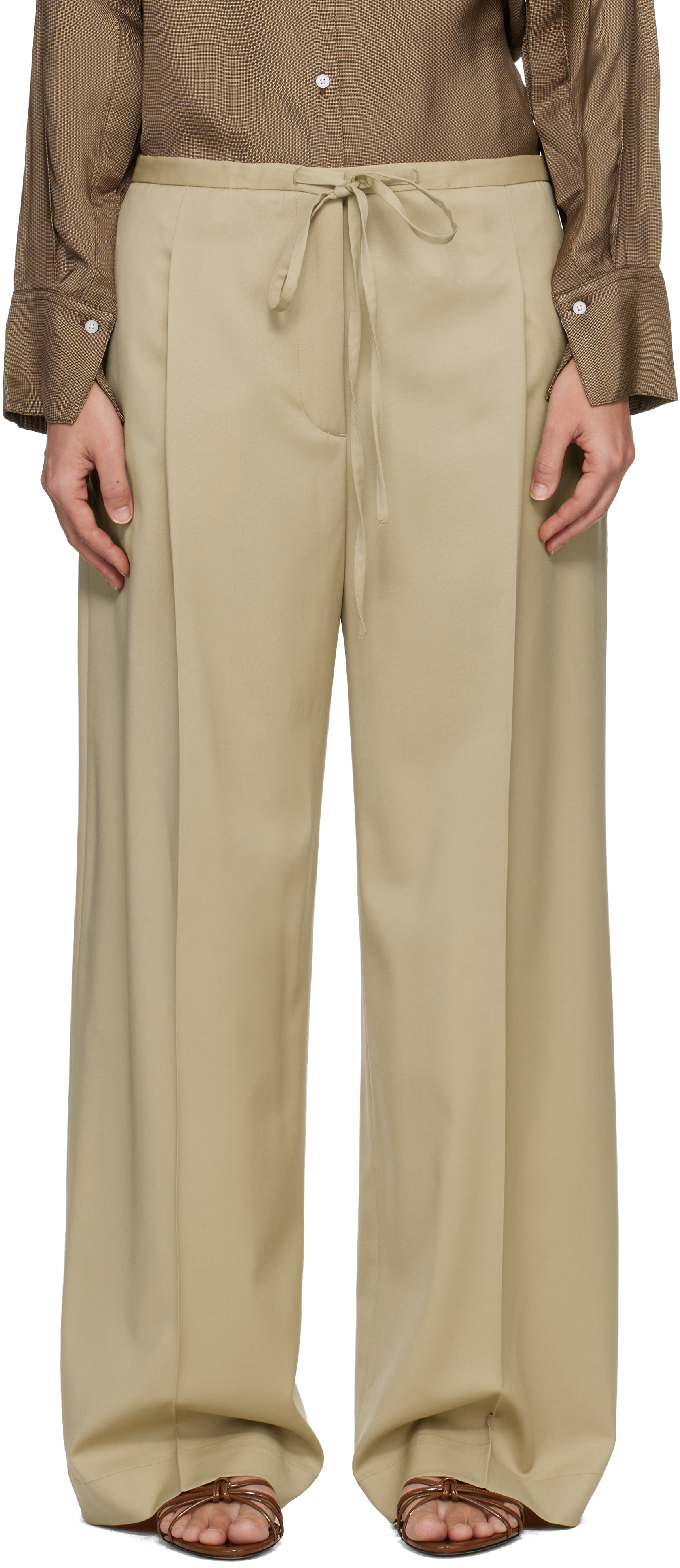 Róhe Beige Relaxed Drawstring Trousers