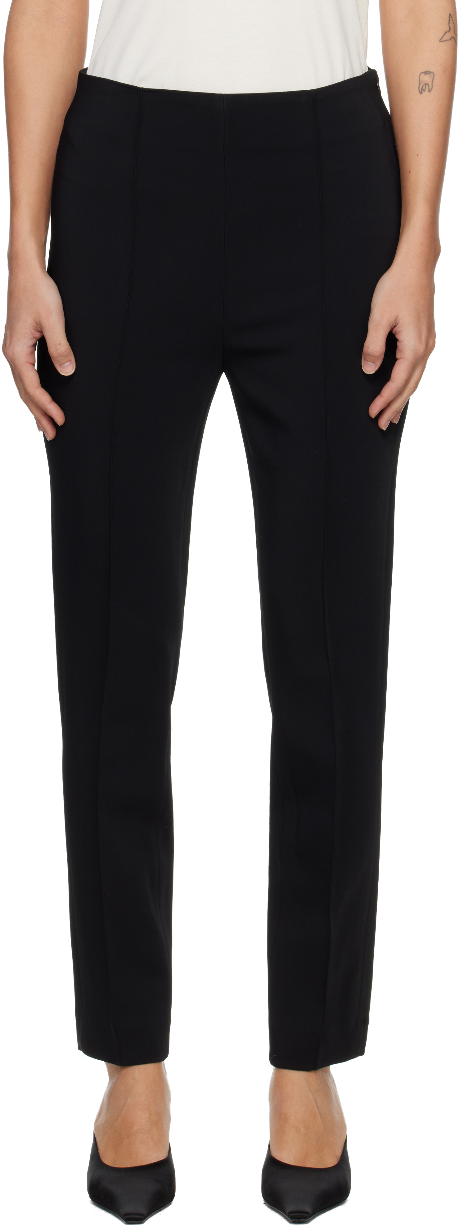 Róhe Black Cigarette Leg Trousers