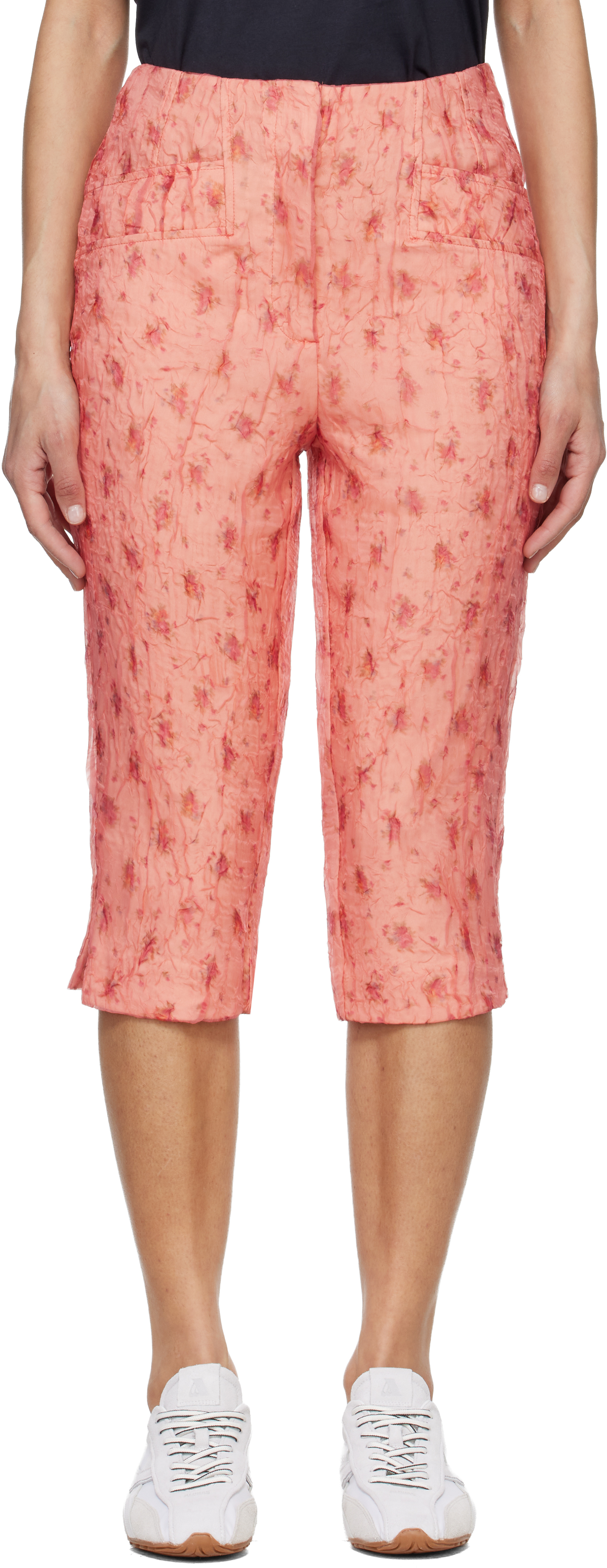 GANNI: Pink Shibori Organza Capri Trousers | SSENSE