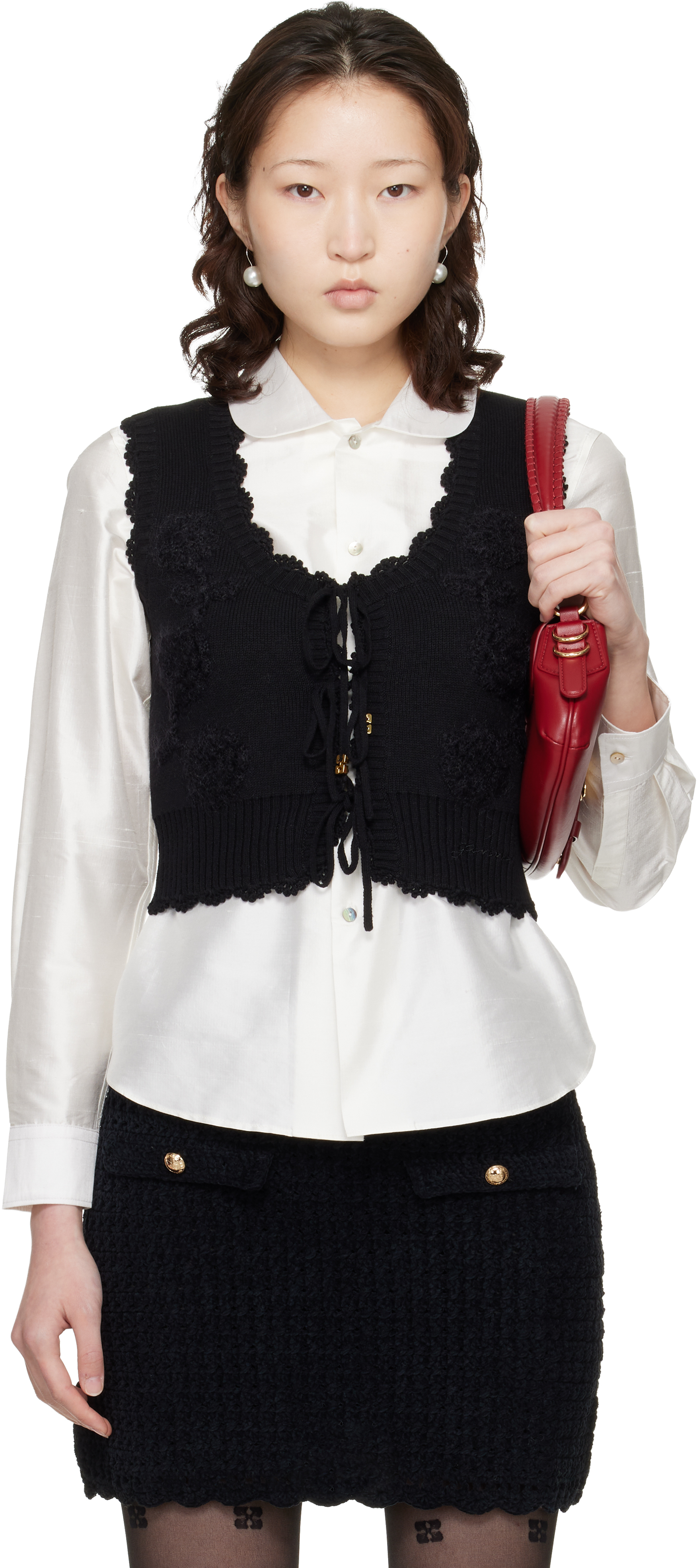 GANNI ガニー Cotton Crochet Vest コットンクロシェニットベスト  ミックス S GANNI（ガニー） ニットベスト Cotton Crochet Vest K2160 2664