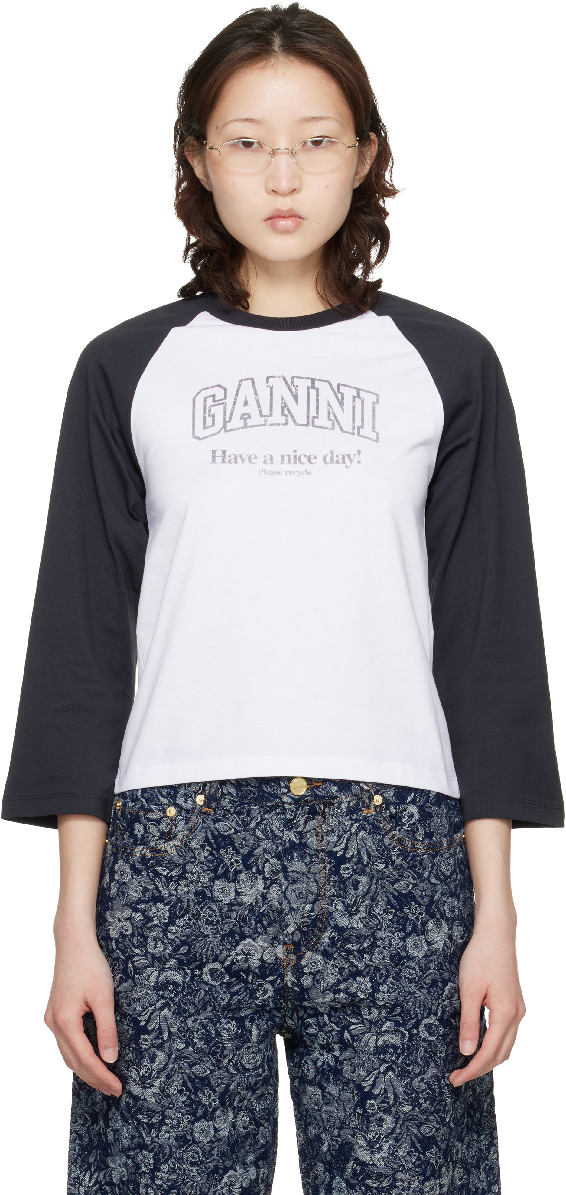 【GANNI】22ss Basic Cotton Jersey Basic Cotton Jersey Neon Kitty T-Shirt - Garbarini
