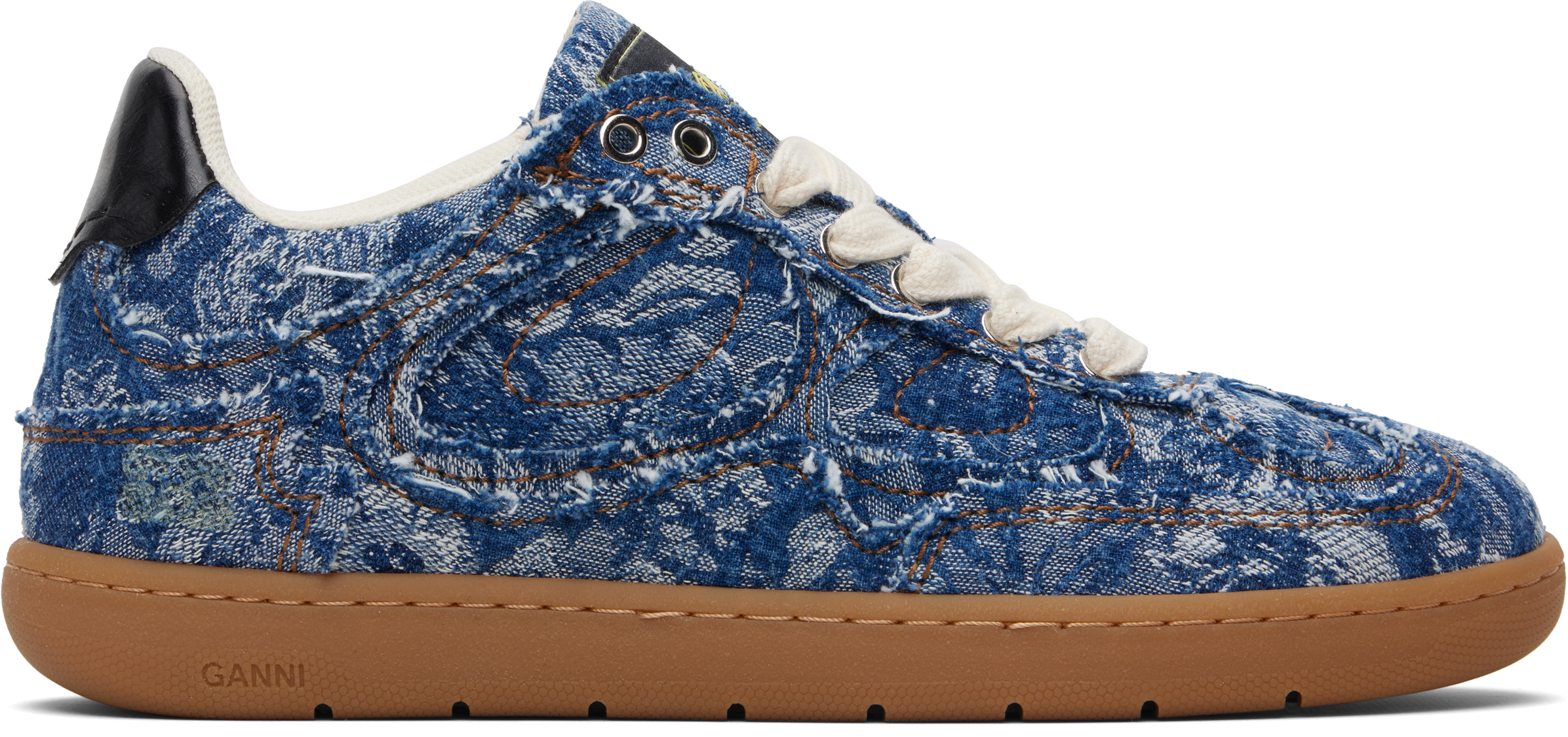 Ganni Blue Denim Tapestry Sneakers