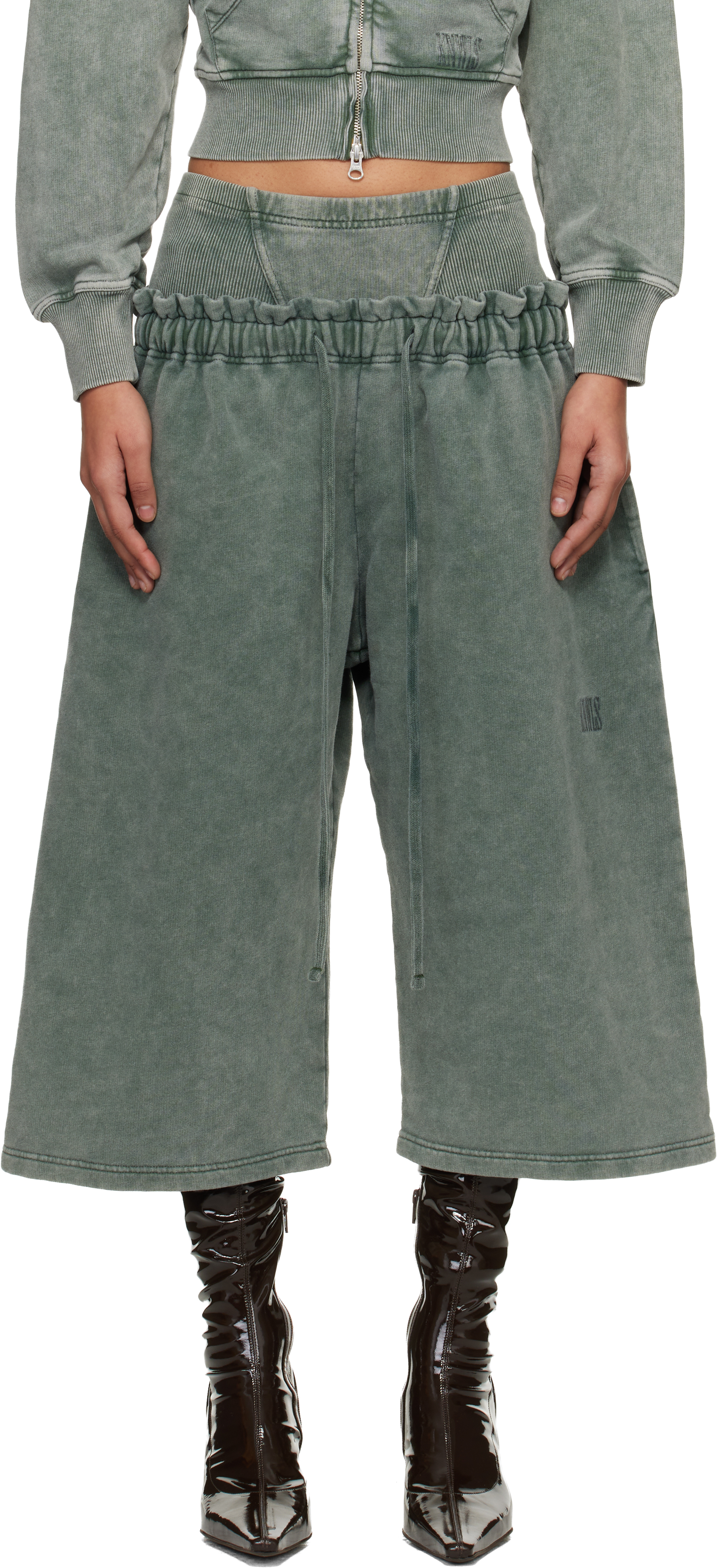 Green Haze Sweat Shorts by KNWLS on Sale