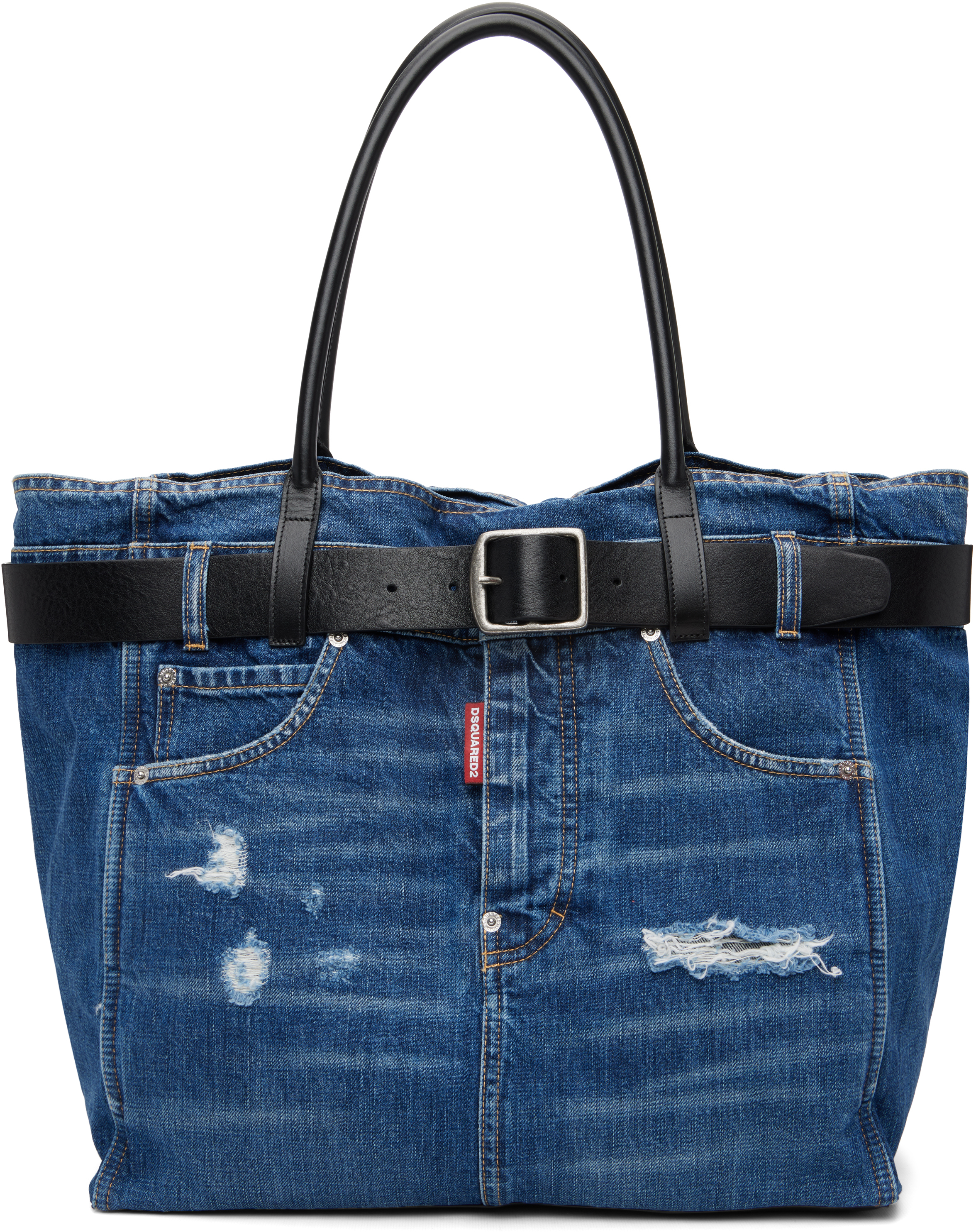 Dsquared2 デニムトート イタリア製 トートバッグ Dsquared2のブルー ベルト デニムトートがセール中