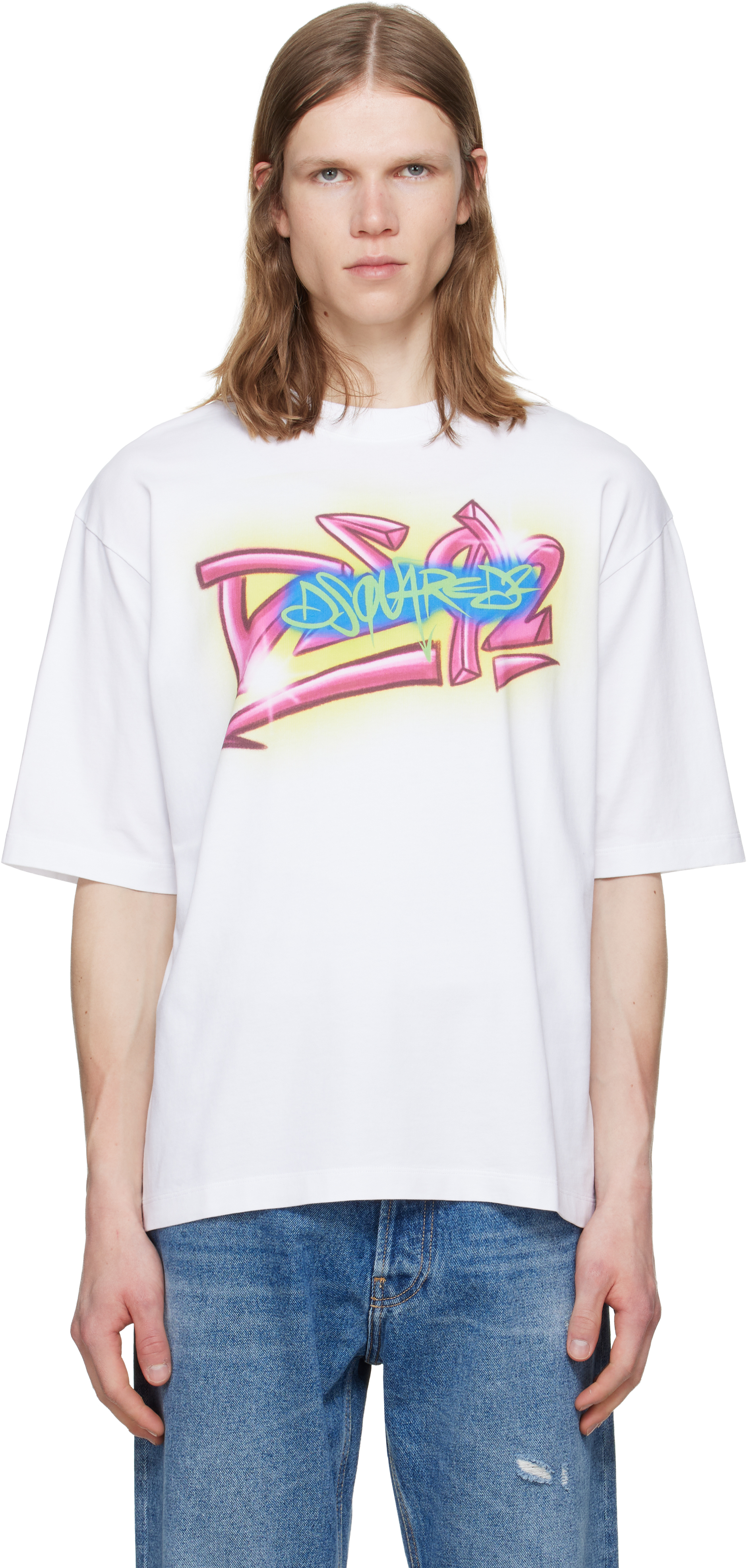 Dsquared2のホワイト Rebel Tags ルーズフィット Tシャツがセール中