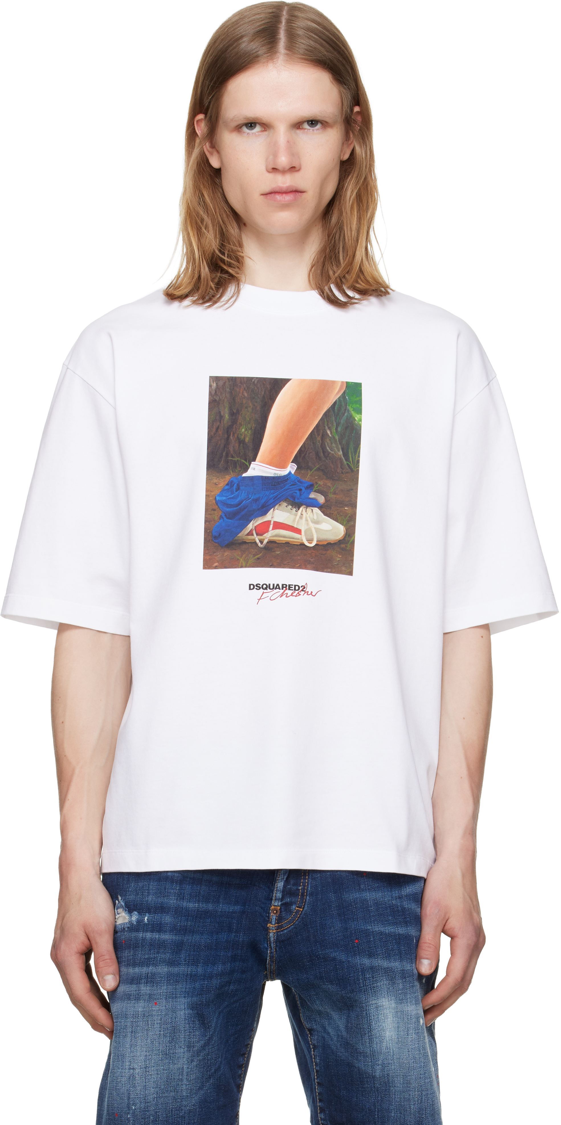 DSQUARED2 ホワイト Tシャツ 36M　定価21,000 DSQUARED2(ディースクエアード) ICON LOGO PRINT TEE アイコン ロゴ