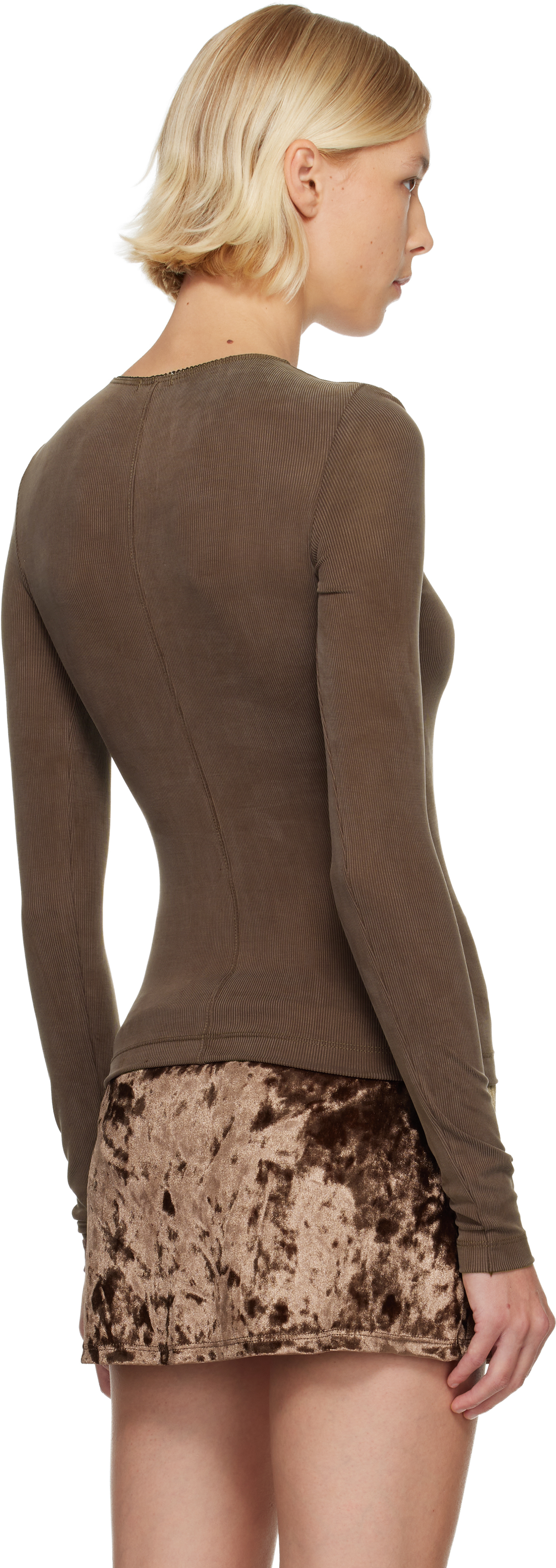 Fruity Booty Brown Second Skin V-neck T-shirt In Brown