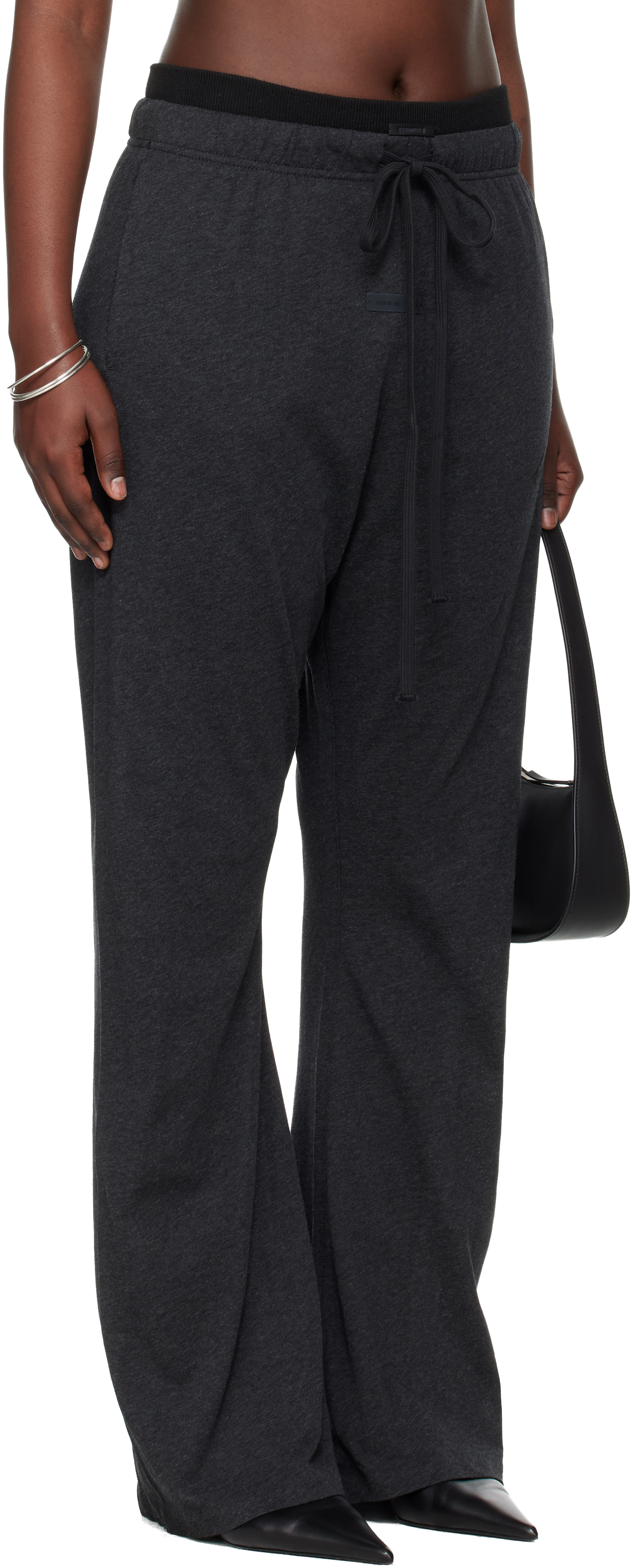 Essentials Gray Holiday Jersey Flare Lounge Pants In Black