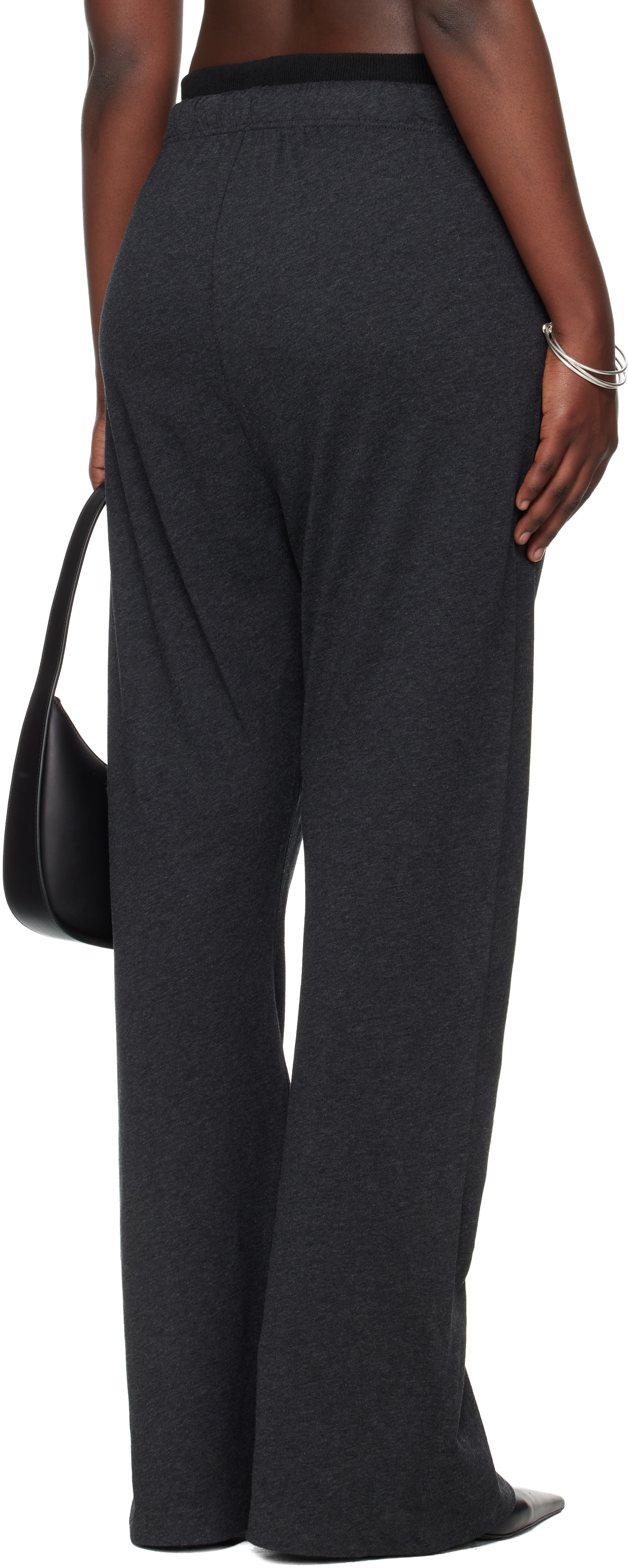 Essentials Gray Holiday Jersey Flare Lounge Pants In Black
