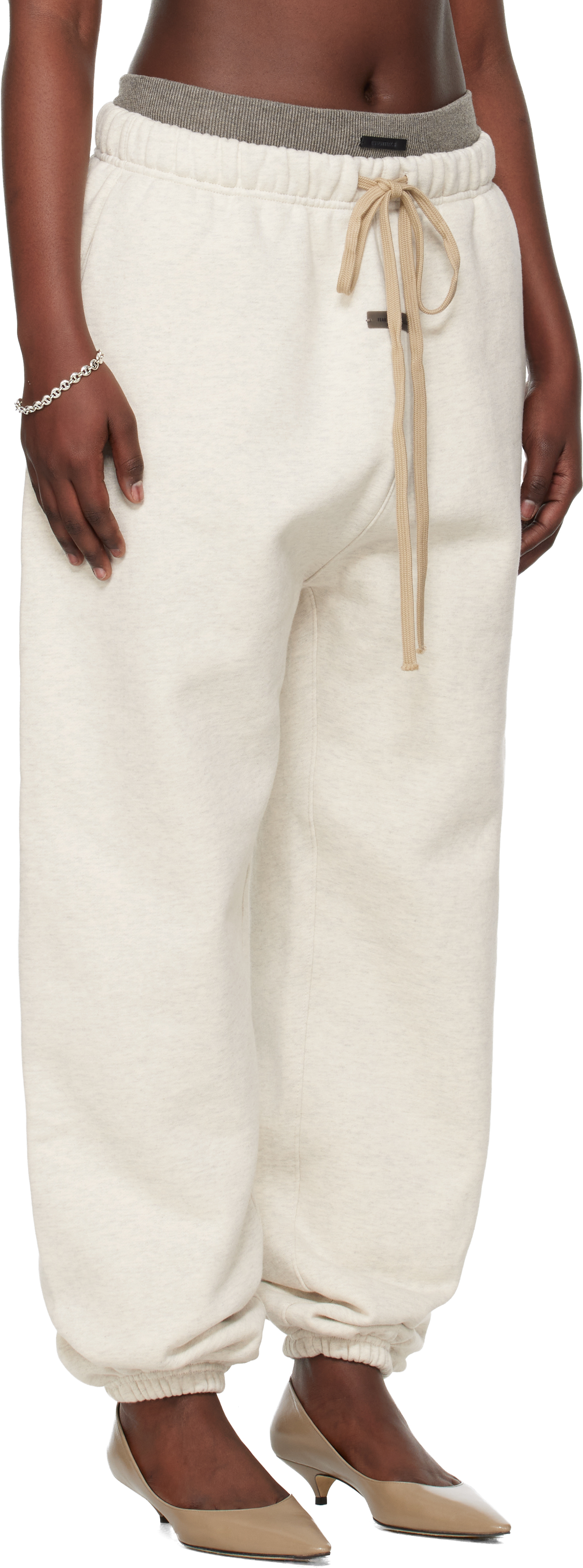 Essentials Gray Holiday Classic Lounge Pants In White