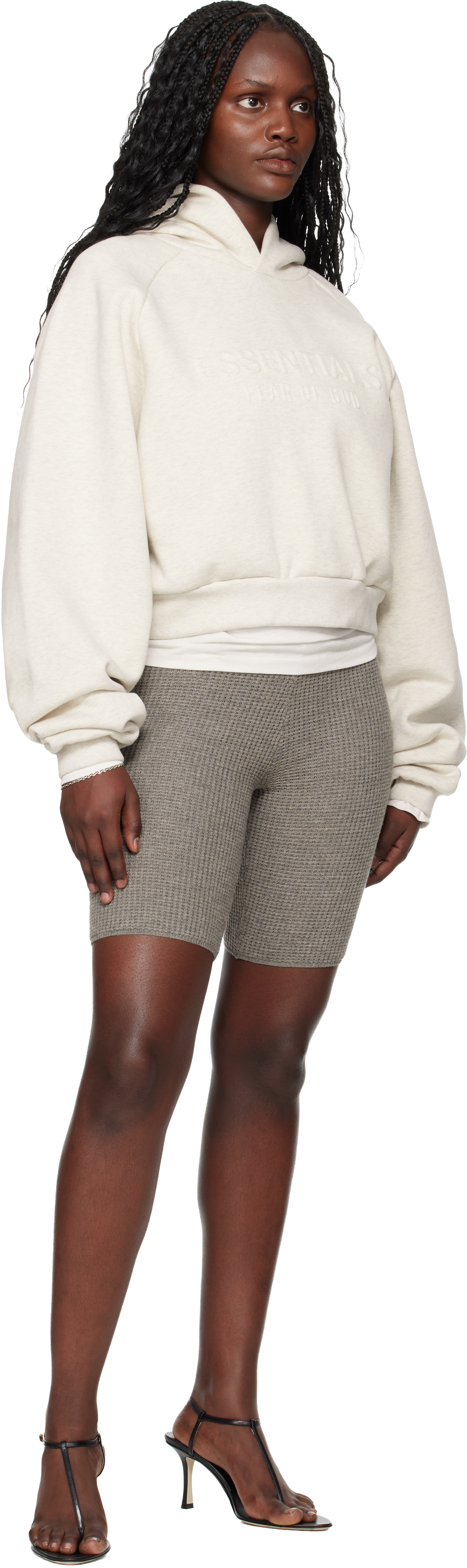 Essentials Gray Holiday Embossed 90s Raglan Hoodie In Brown