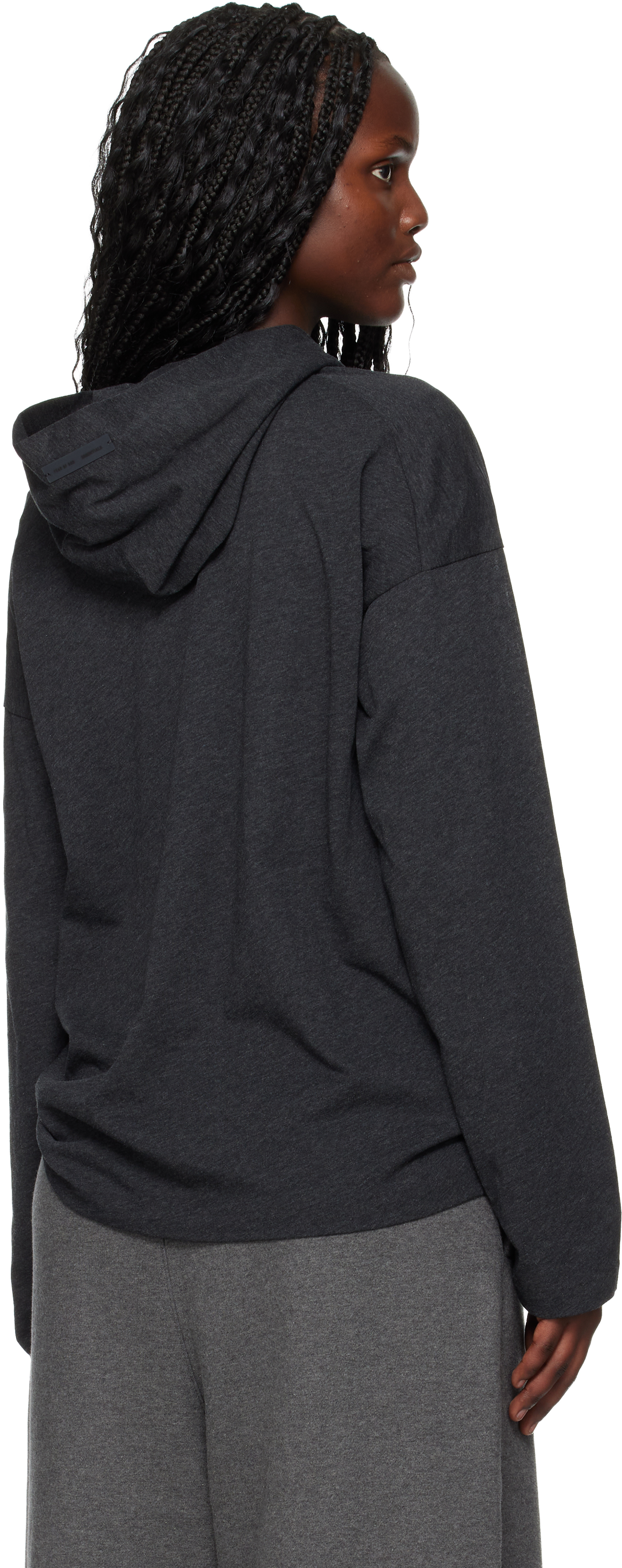 Essentials Gray Holiday Embroidered Classic Fit Long Sleeve Hoodie In Black