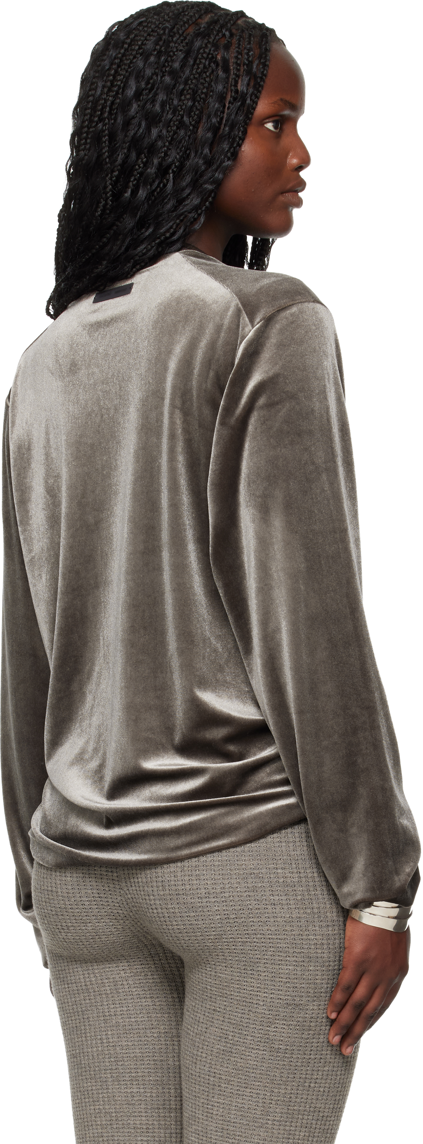 Essentials Brown Holiday Velour Classic Long Sleeve T-shirt In Gray