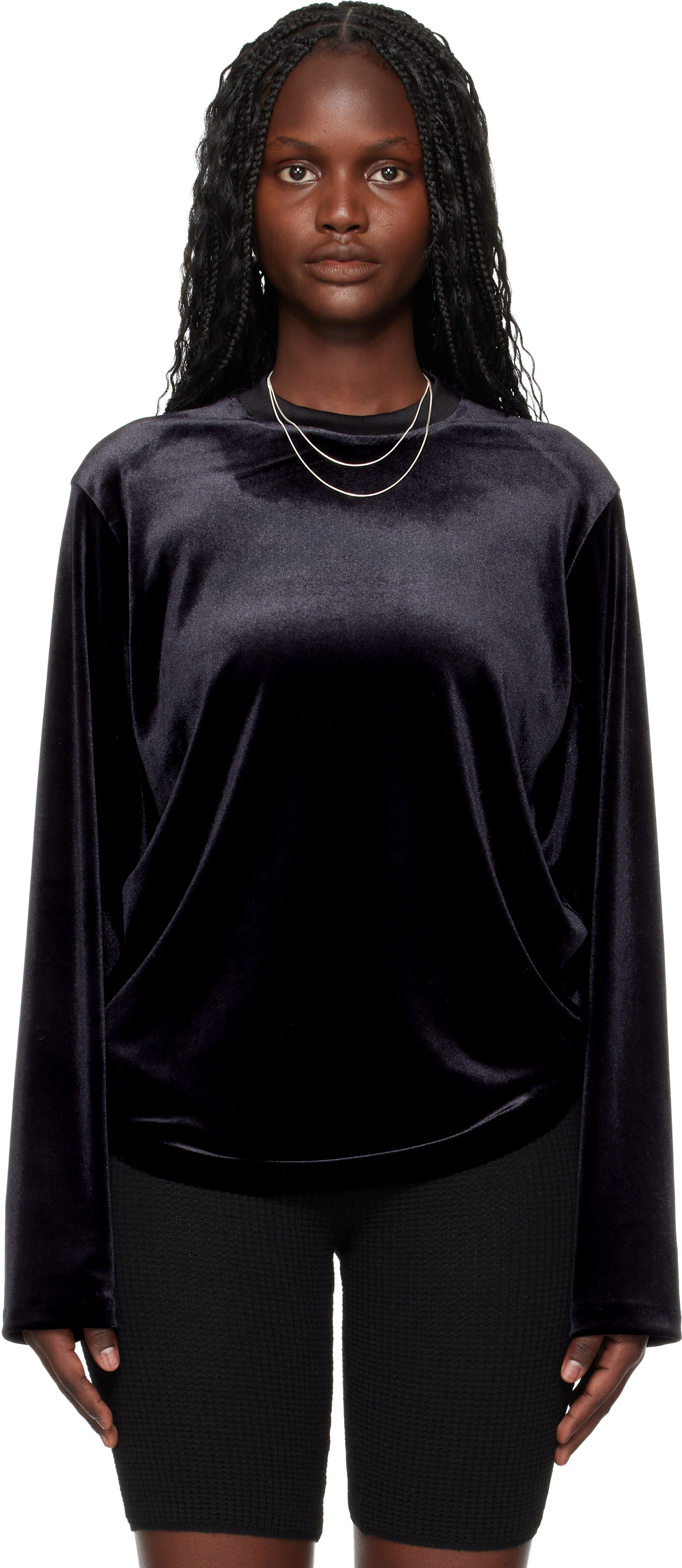 Fear of God ESSENTIALS: Black Holiday Velour Classic Long Sleeve T