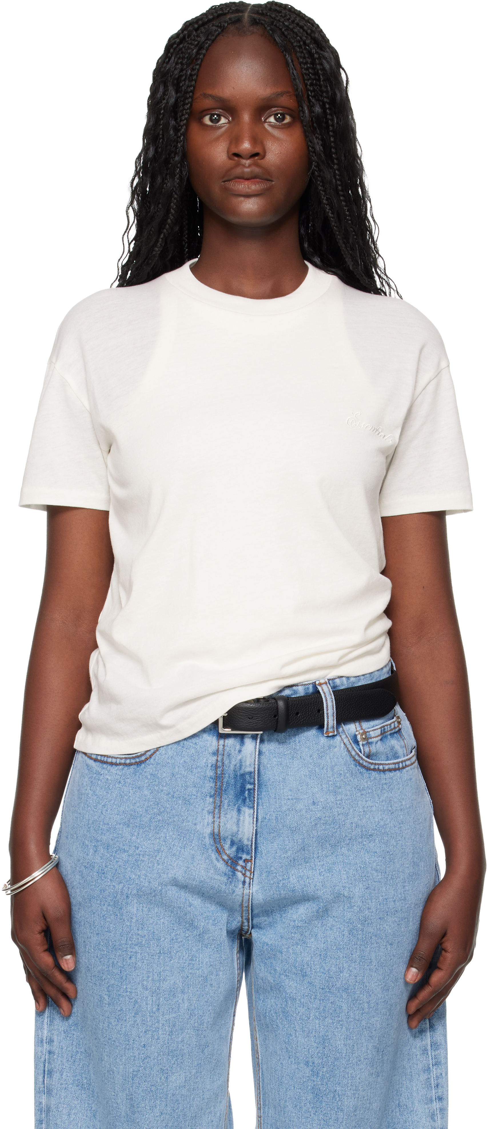 Essentials Off-white Holiday Embroidered Classic Fit T-shirt In White