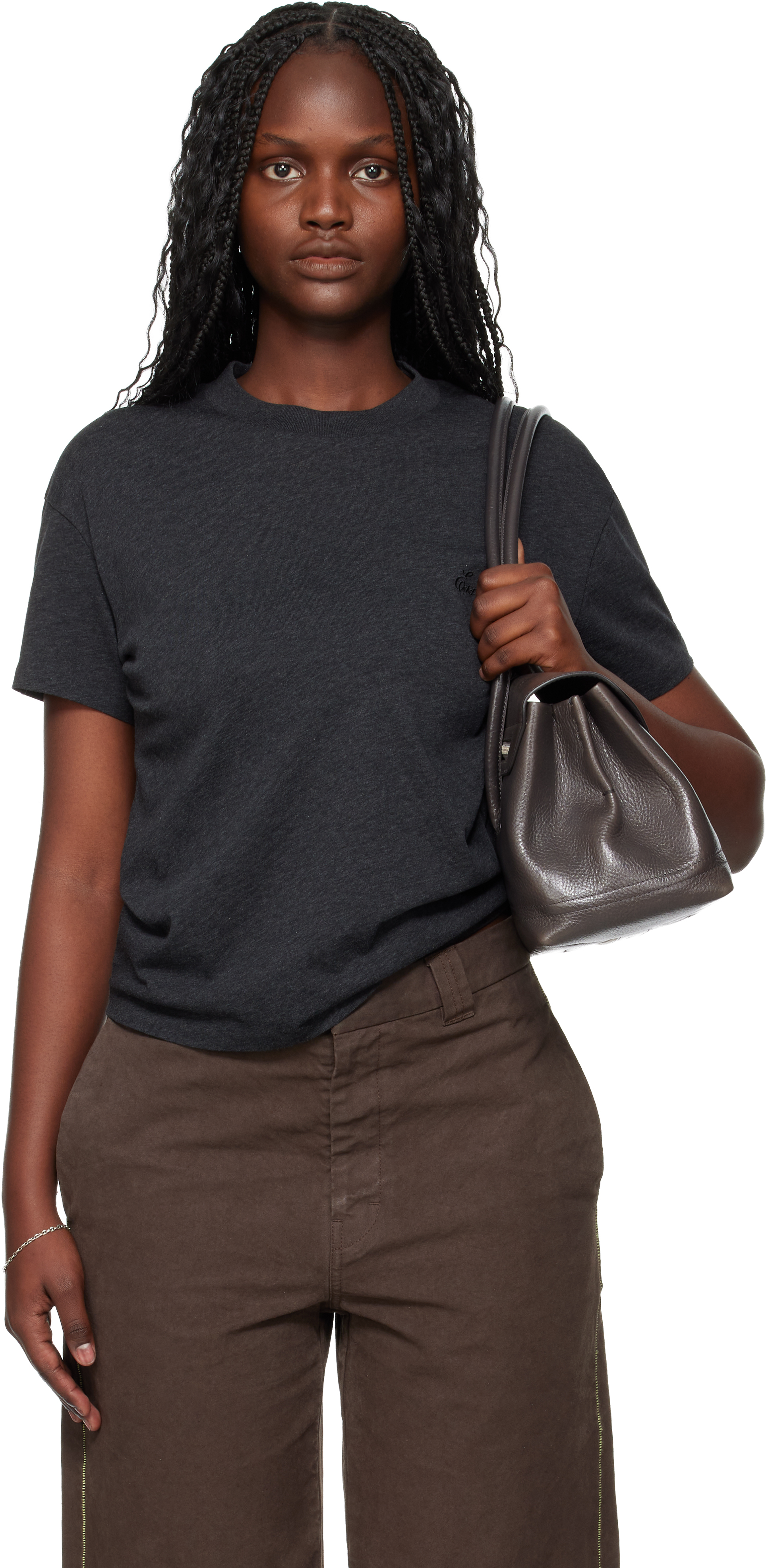 Essentials Gray Holiday Embroidered Classic Fit T-shirt In Black