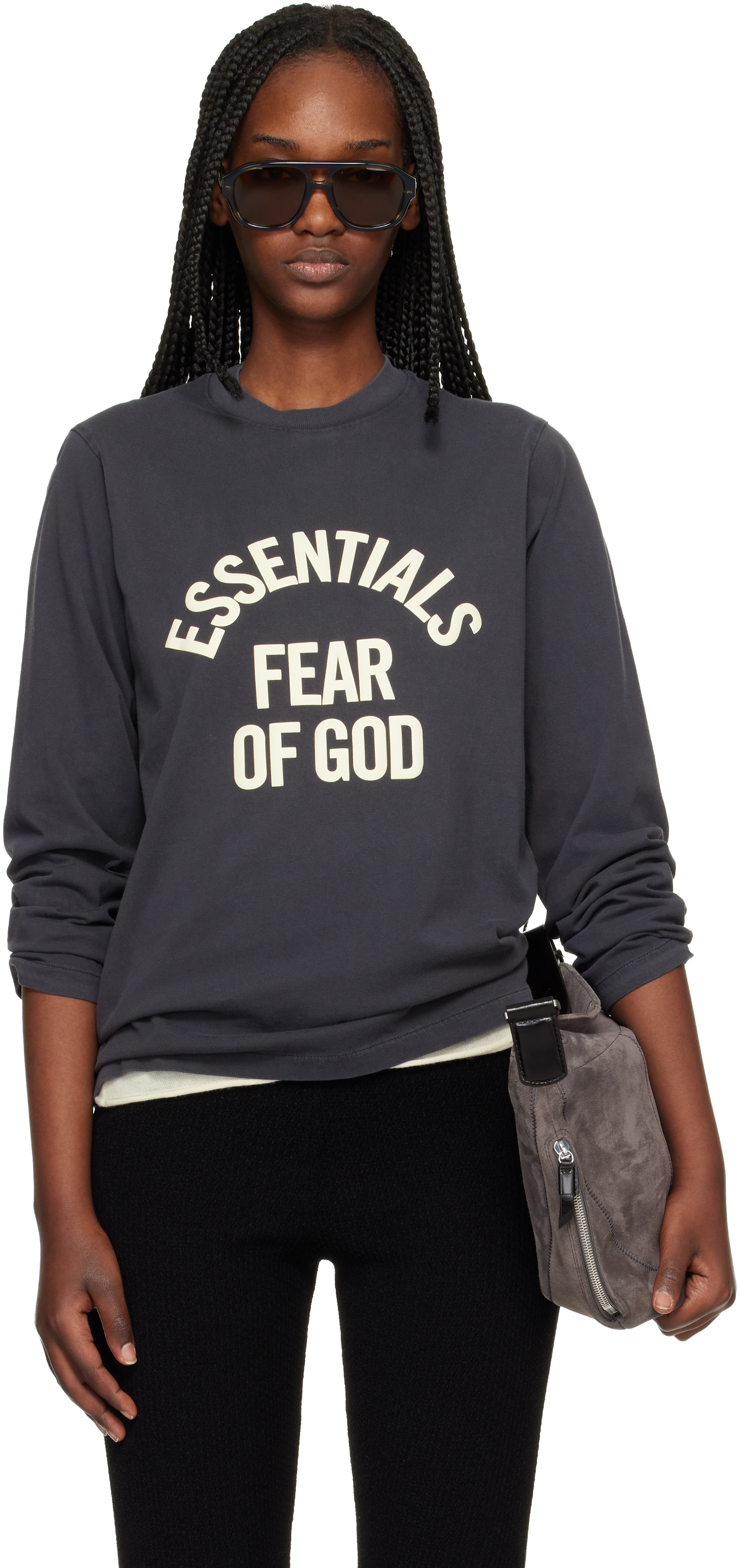 Fear of God ESSENTIALS: ブラック Campus Classic 長袖Tシャツ 