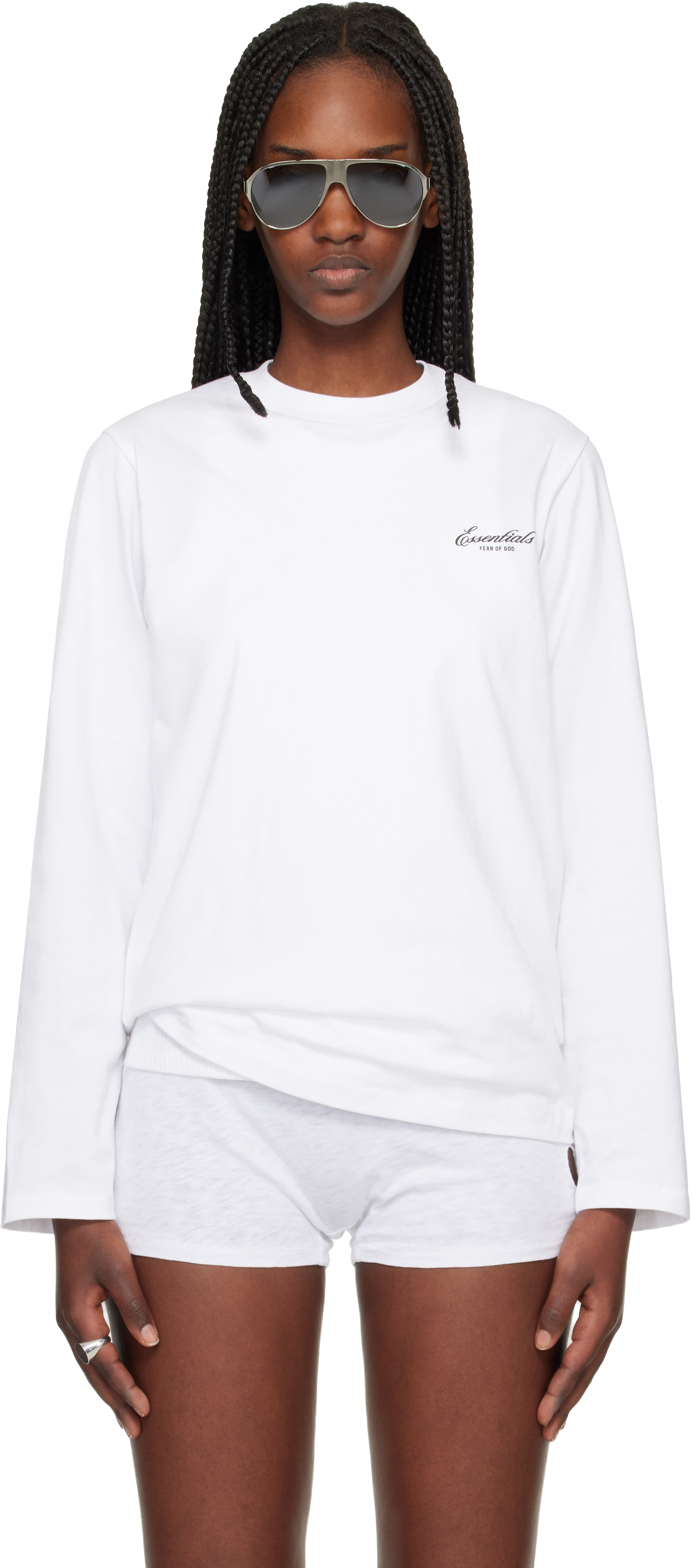 Fear of God ESSENTIALS: White Classic Long Sleeve T-shirt | SSENSE