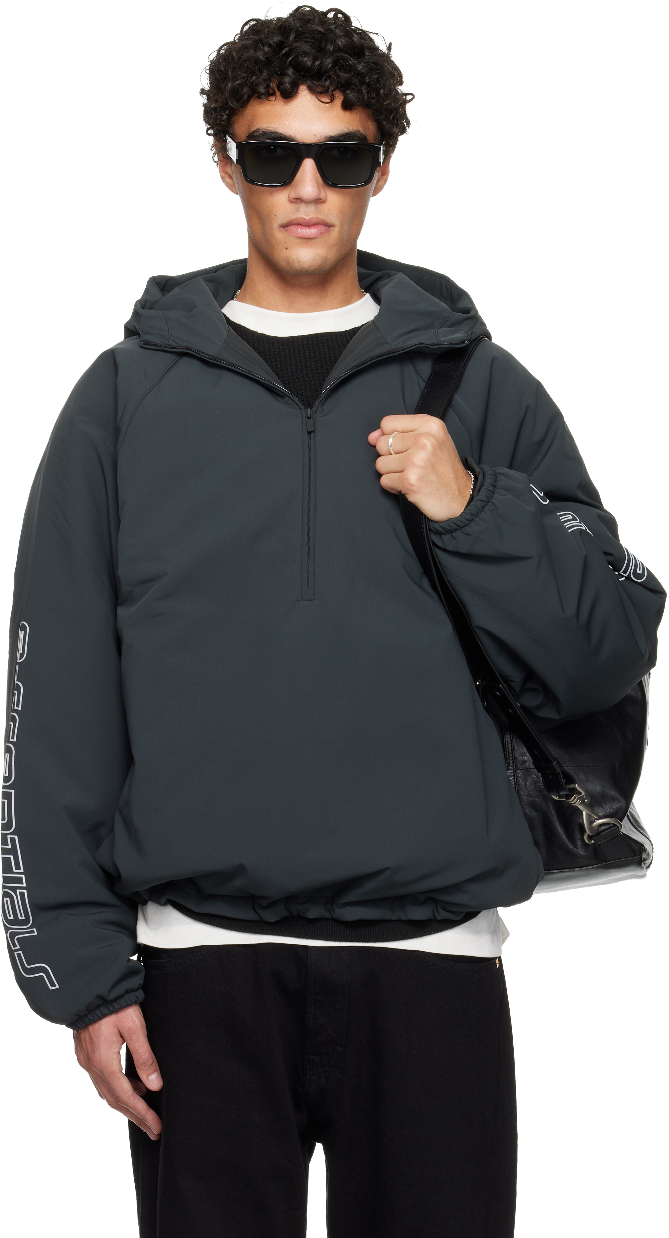 Fear of God ESSENTIALS: Gray Holiday Tech Nylon Half Zip Anorak