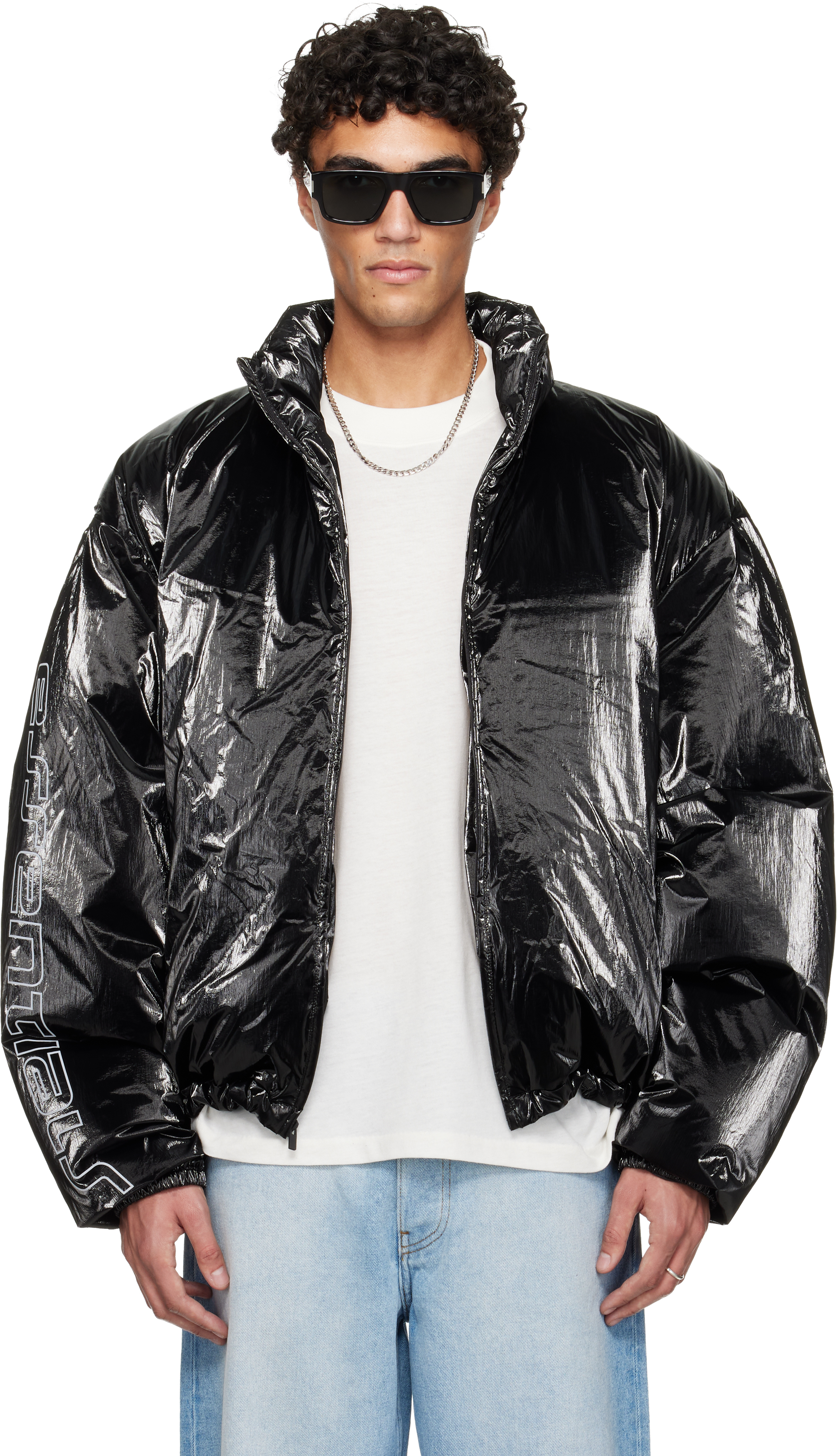 Fear of God ESSENTIALS: Black Holiday Puffer Down Jacket | SSENSE