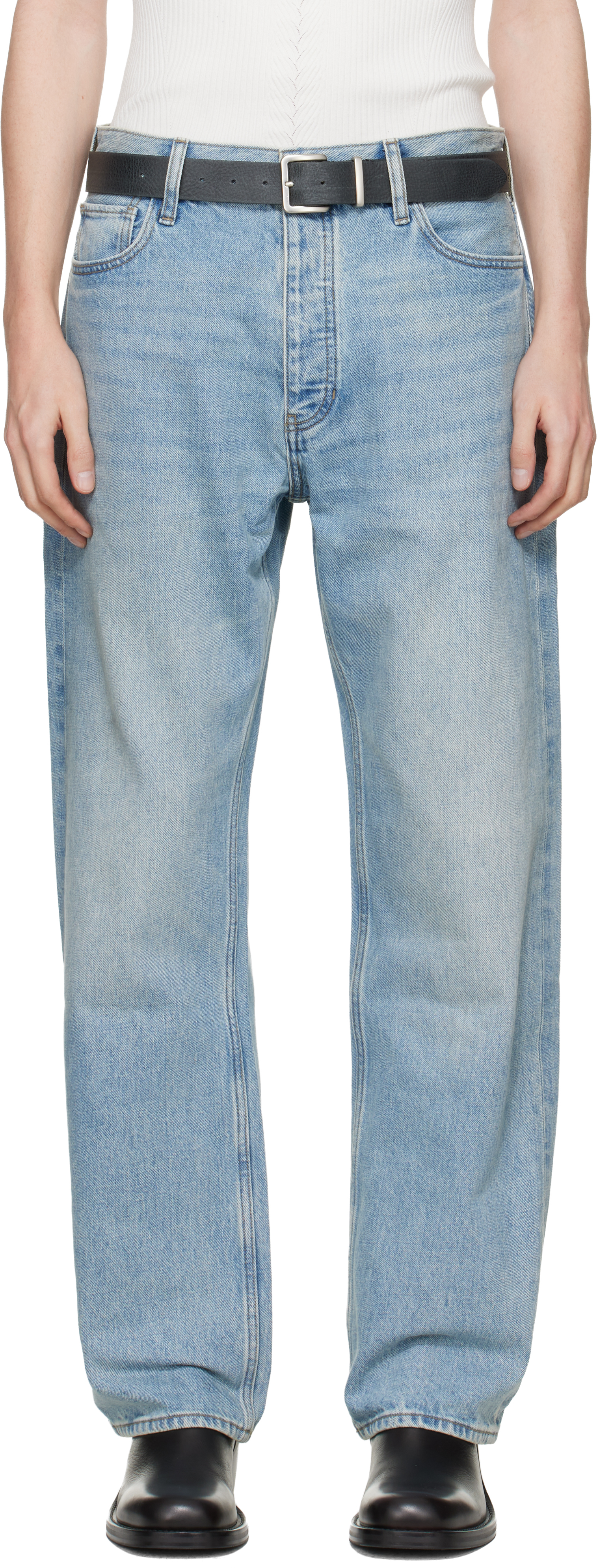 Fear of God ESSENTIALS: Blue 5 Pocket Denim Jeans | SSENSE