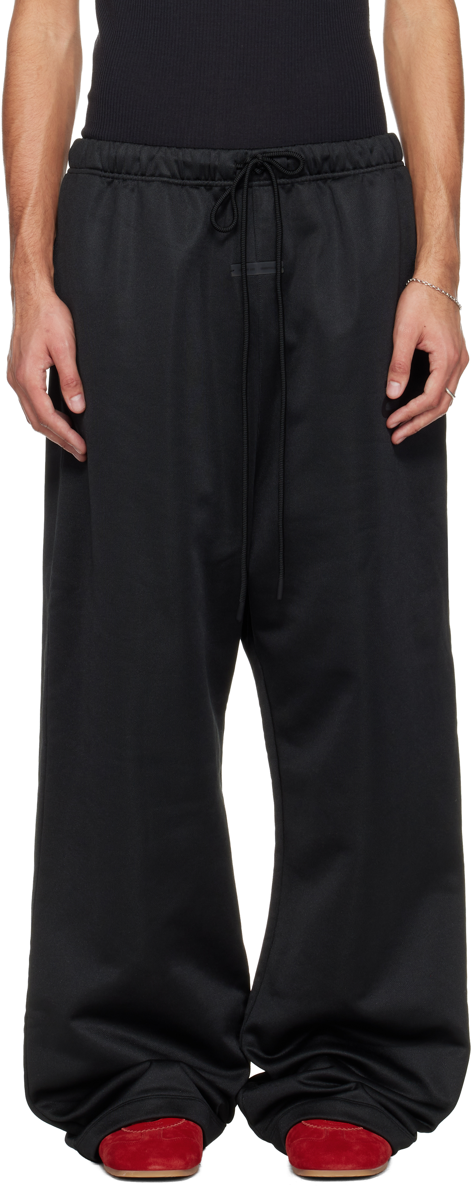 Black Holiday Satin Fleece Lounge Sweatpants