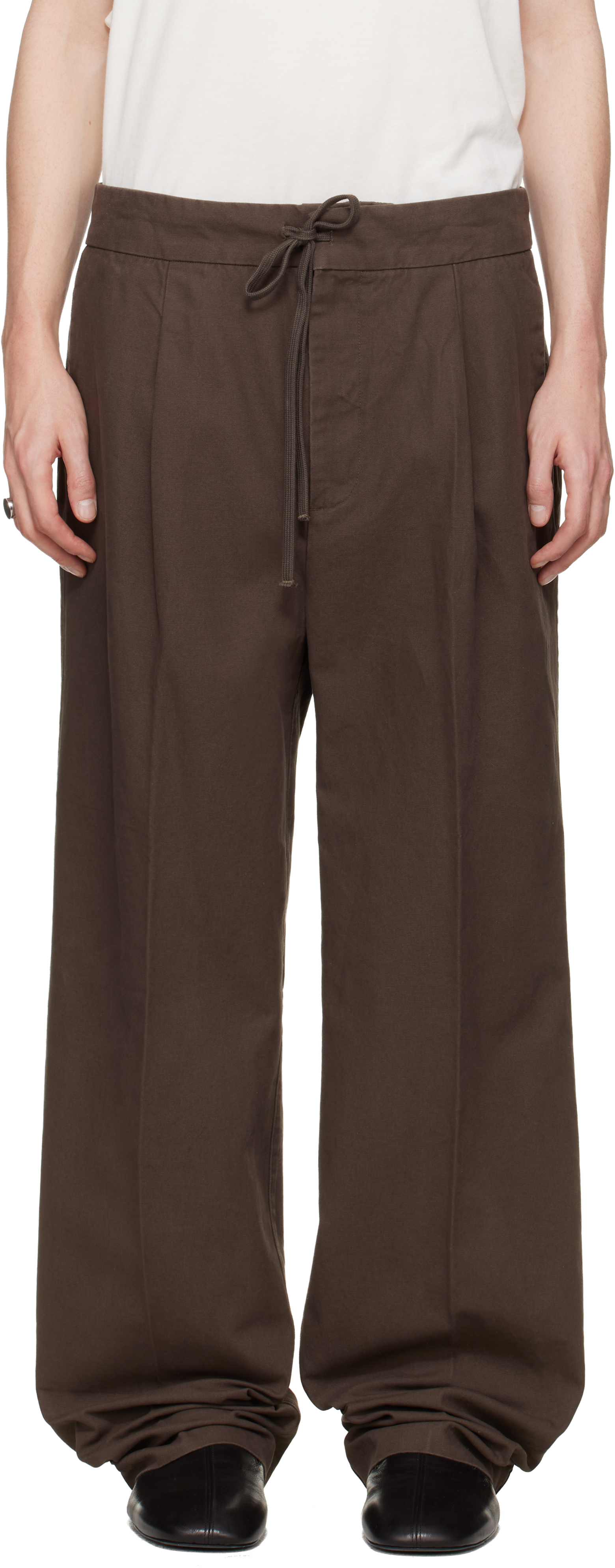 Brown Pleat Front Trousers