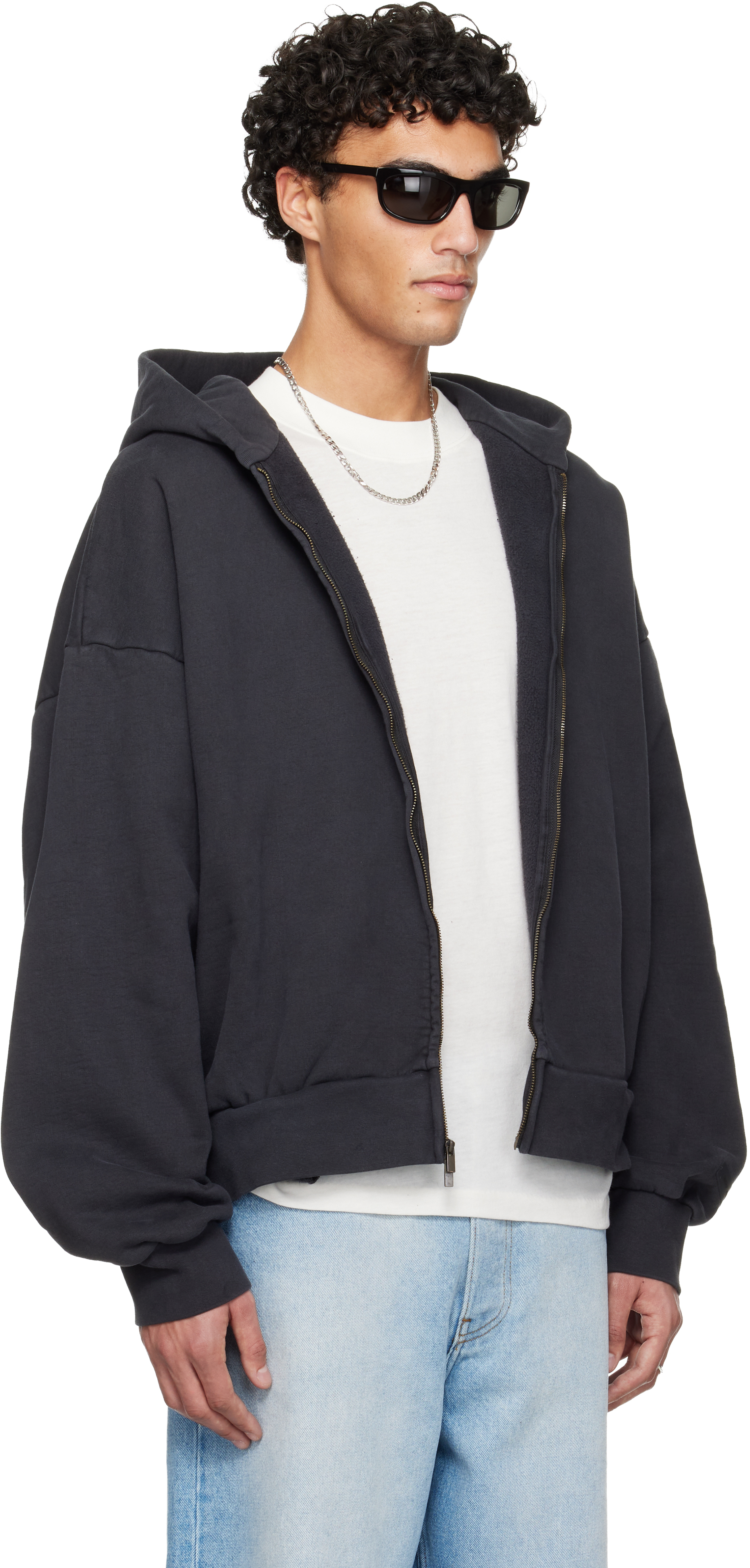 Essentials Holiday Embroidered Classic Full Zip Hoodie In Gray