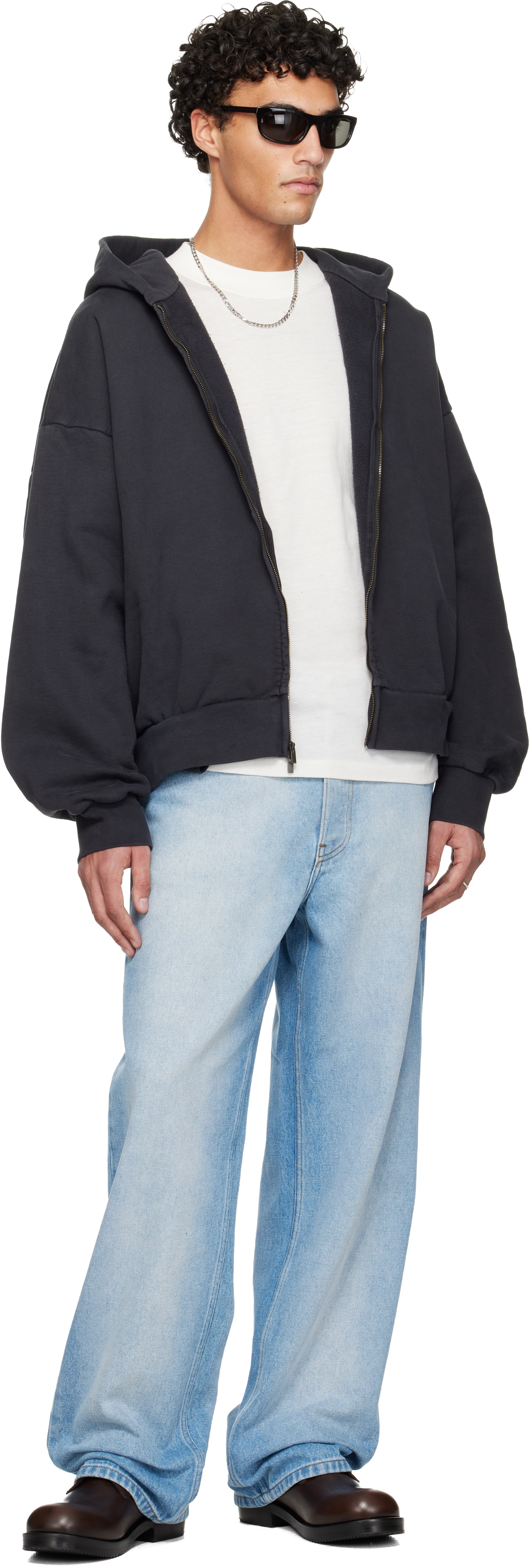 Essentials Holiday Embroidered Classic Full Zip Hoodie In Gray