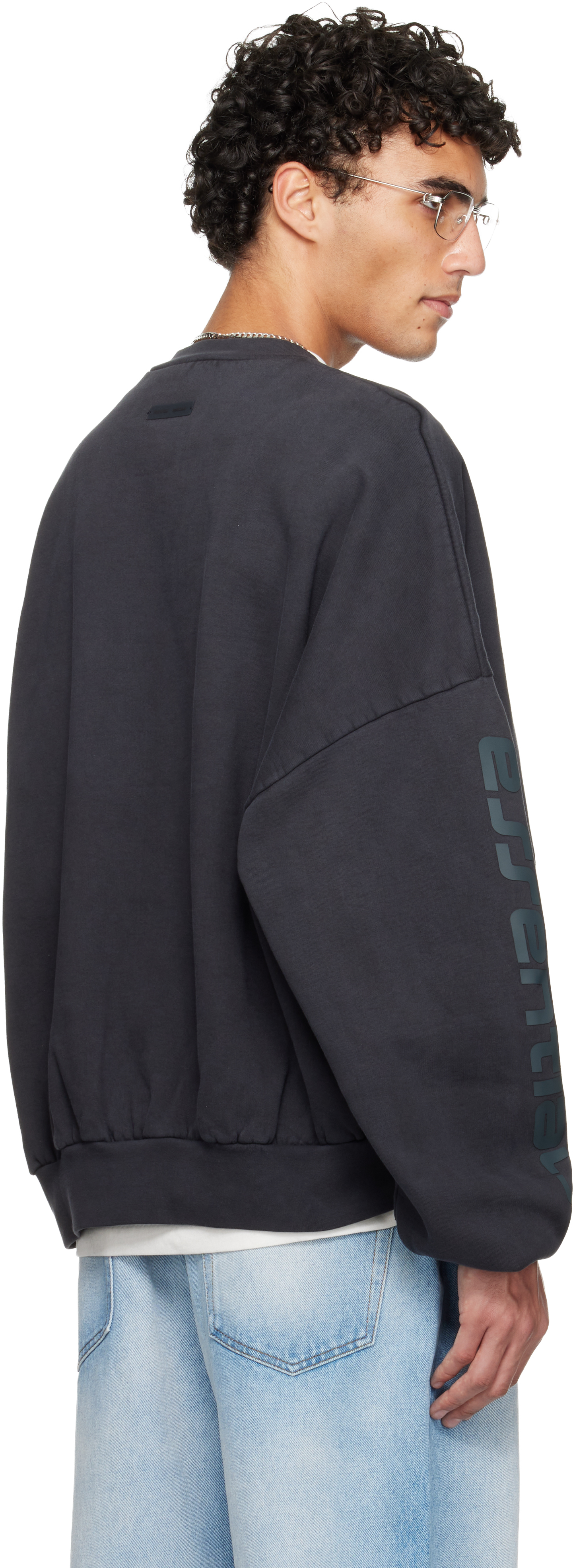 Essentials Black Holiday 'los Angeles' Heavy Fleece Cropped Sweatshirt In Black