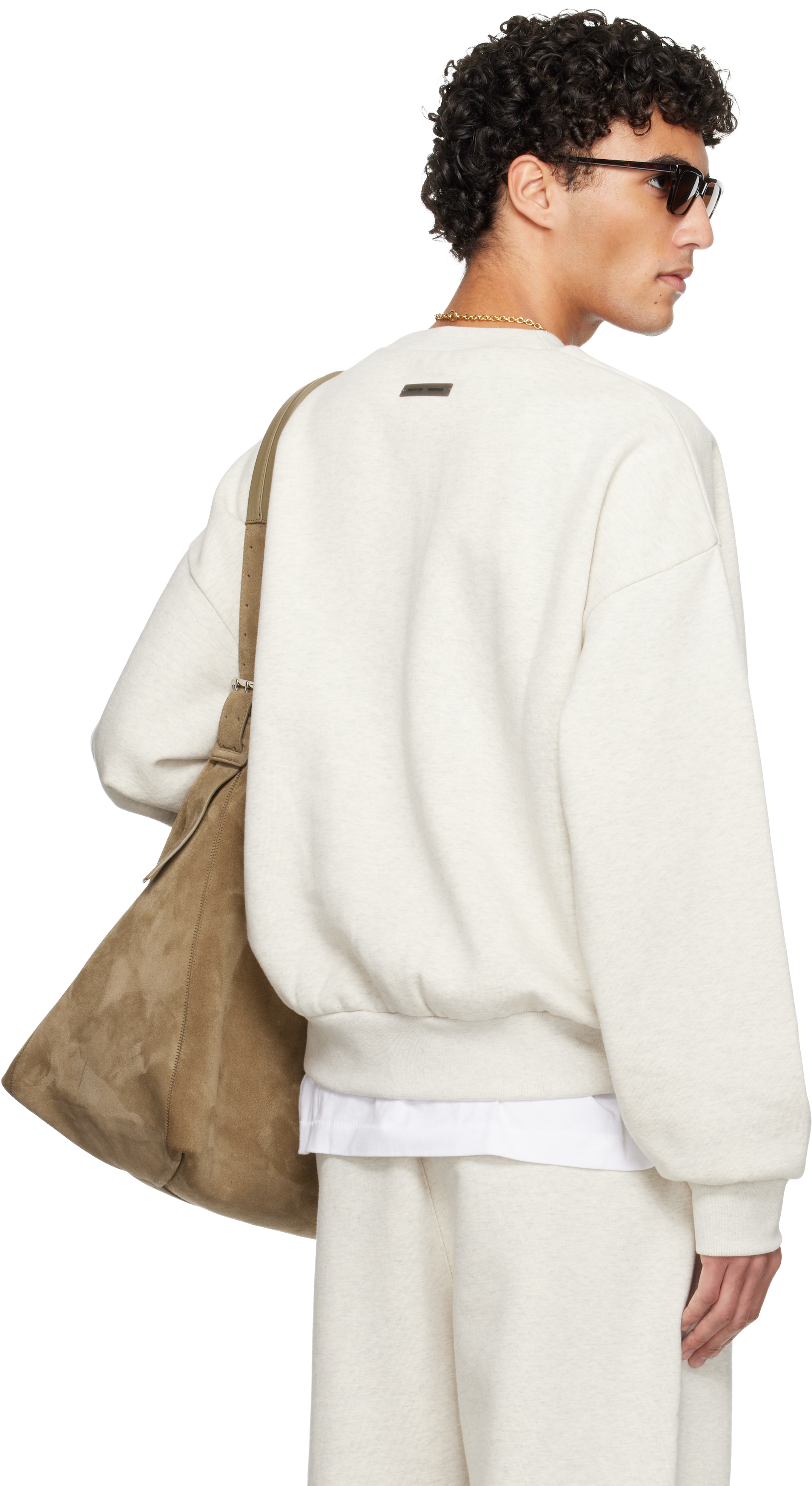 Essentials Gray Holiday Embossed Classic Crewneck Sweatshirt In Multi