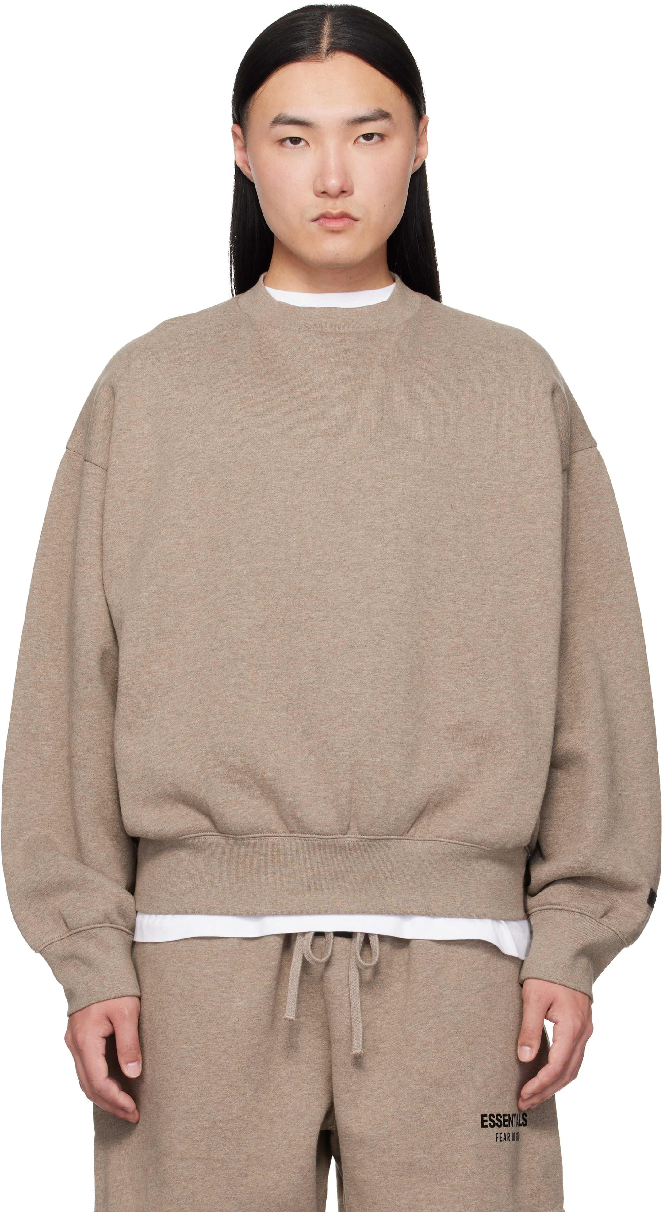 エッセンシャルズ SSENSE 限定 ベージュ ニット セーター M Fear of God ESSENTIALS: ベージュ Classic クルーネック スウェット