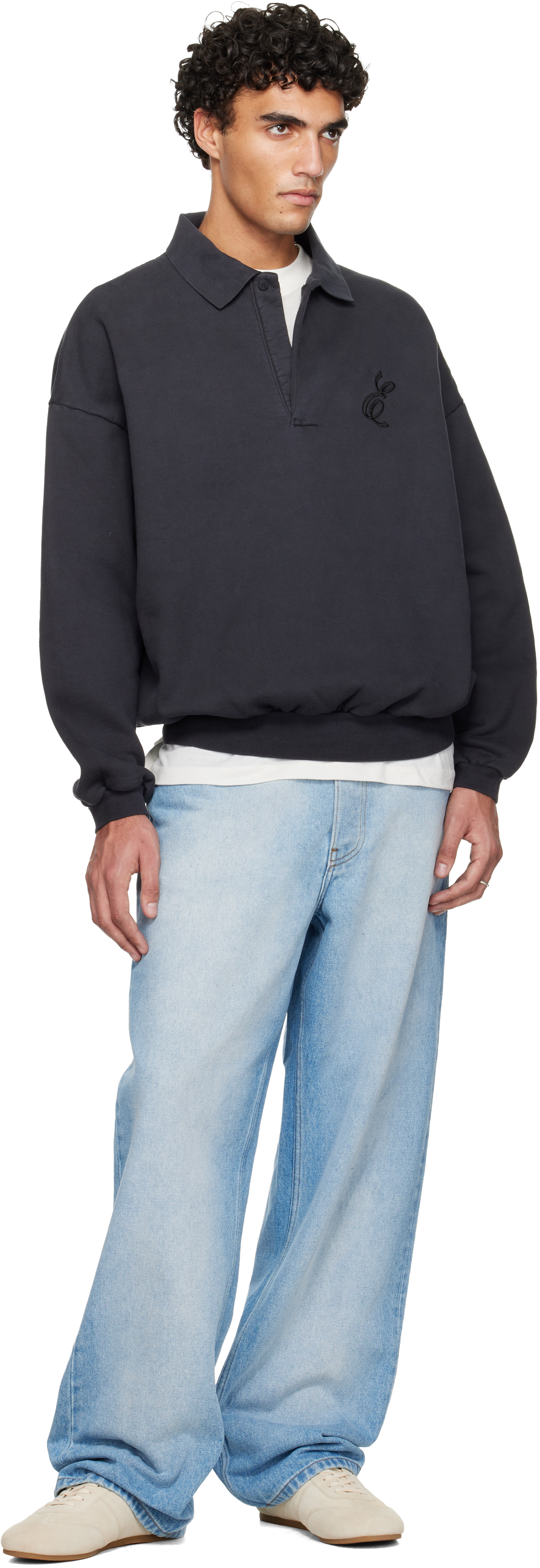 Essentials Black Holiday Embroidered Classic Polo In Blue