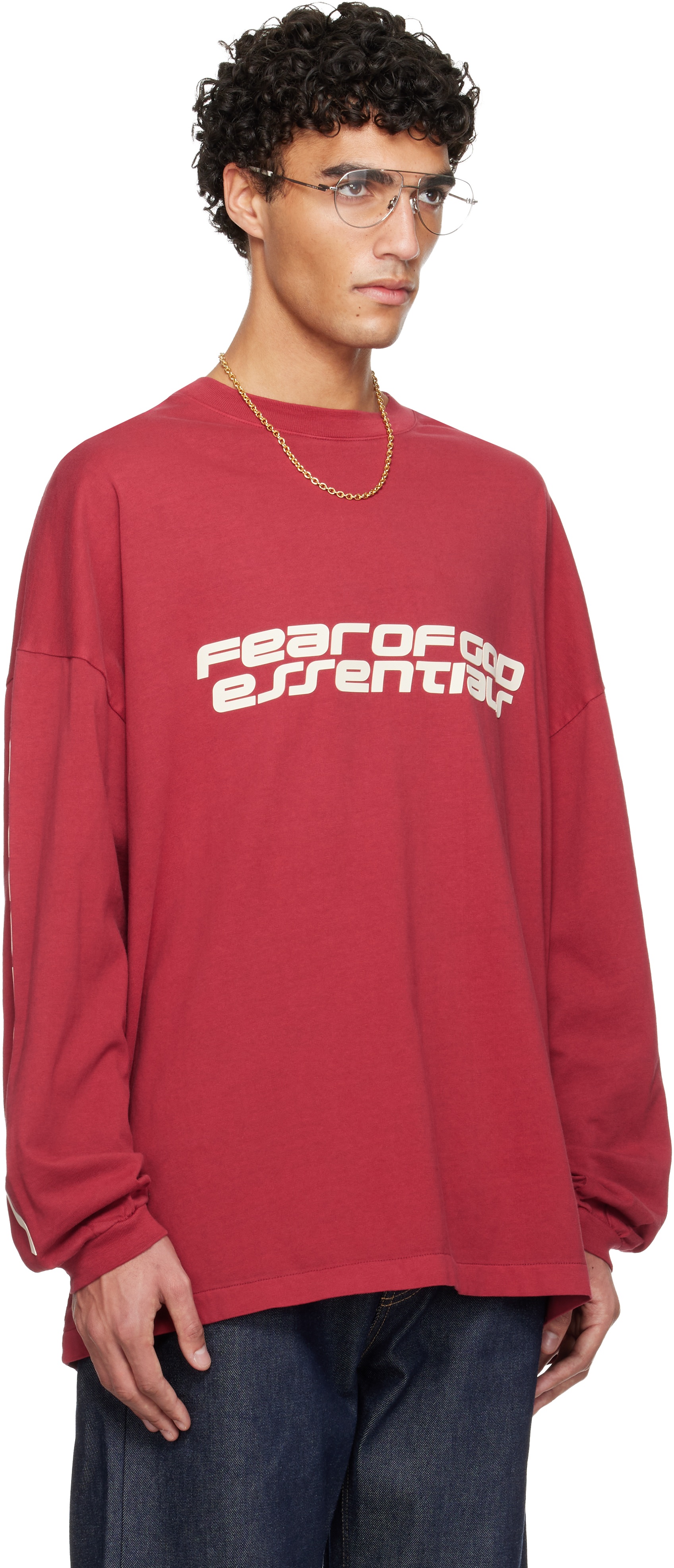 Essentials Red Holiday 90s Long Sleeve T-shirt In Red