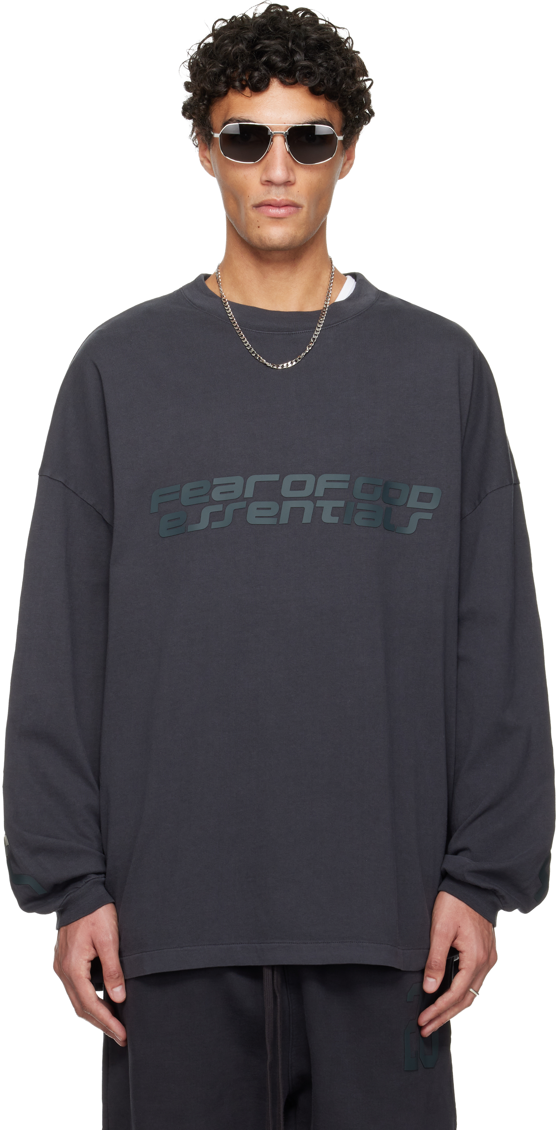 Essentials Gray Holiday 90s Long Sleeve T-shirt In Multi