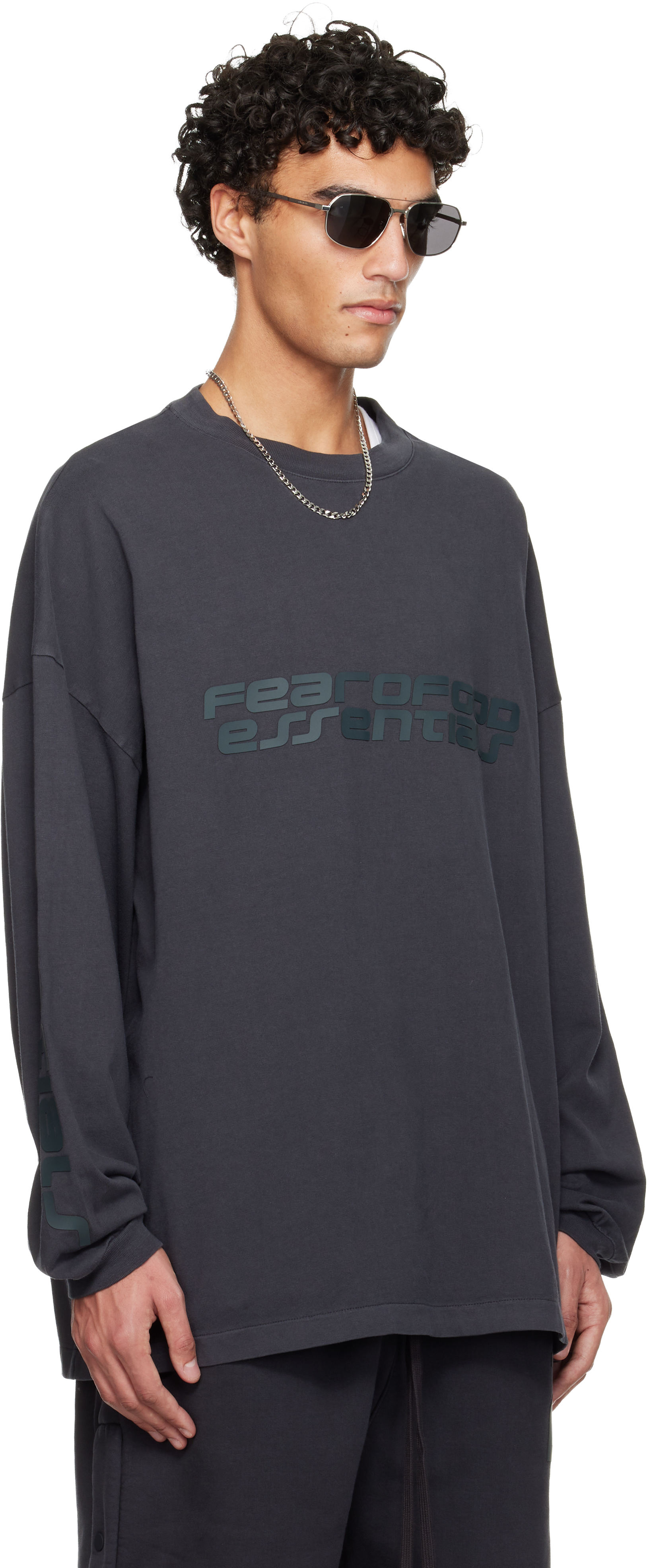 Essentials Gray Holiday 90s Long Sleeve T-shirt In Multi