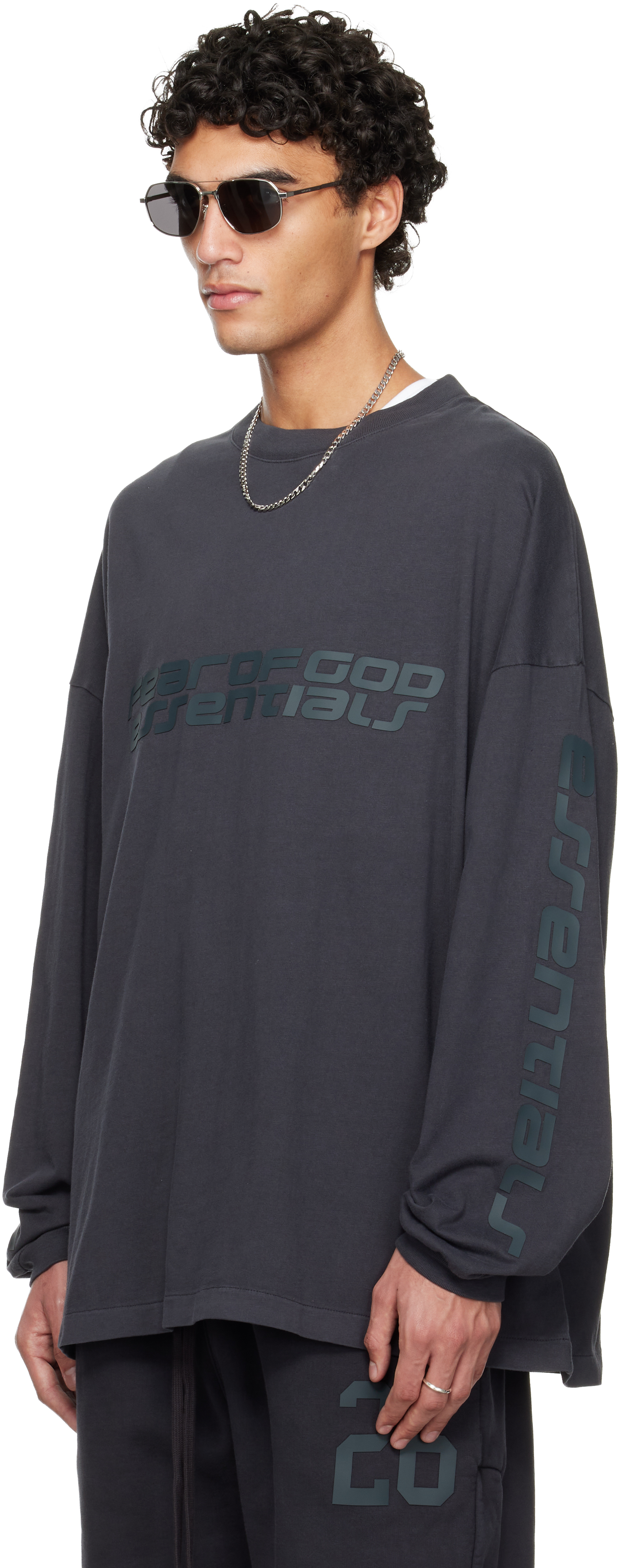 Essentials Gray Holiday 90s Long Sleeve T-shirt In Multi