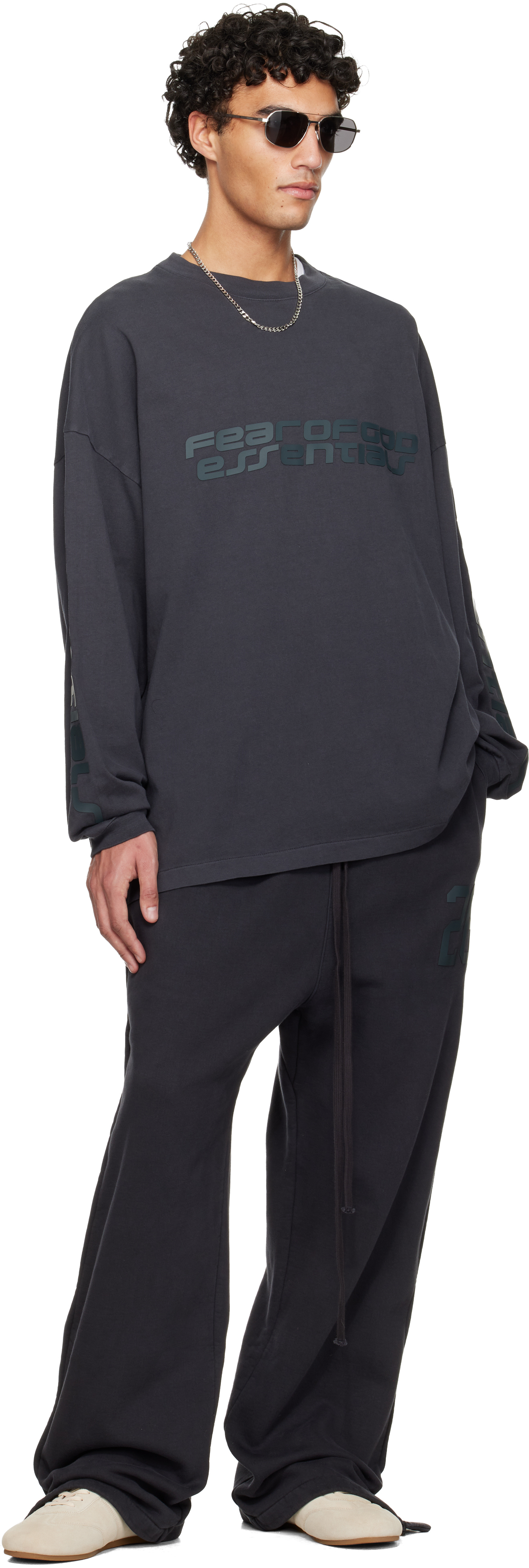 Essentials Gray Holiday 90s Long Sleeve T-shirt In Multi