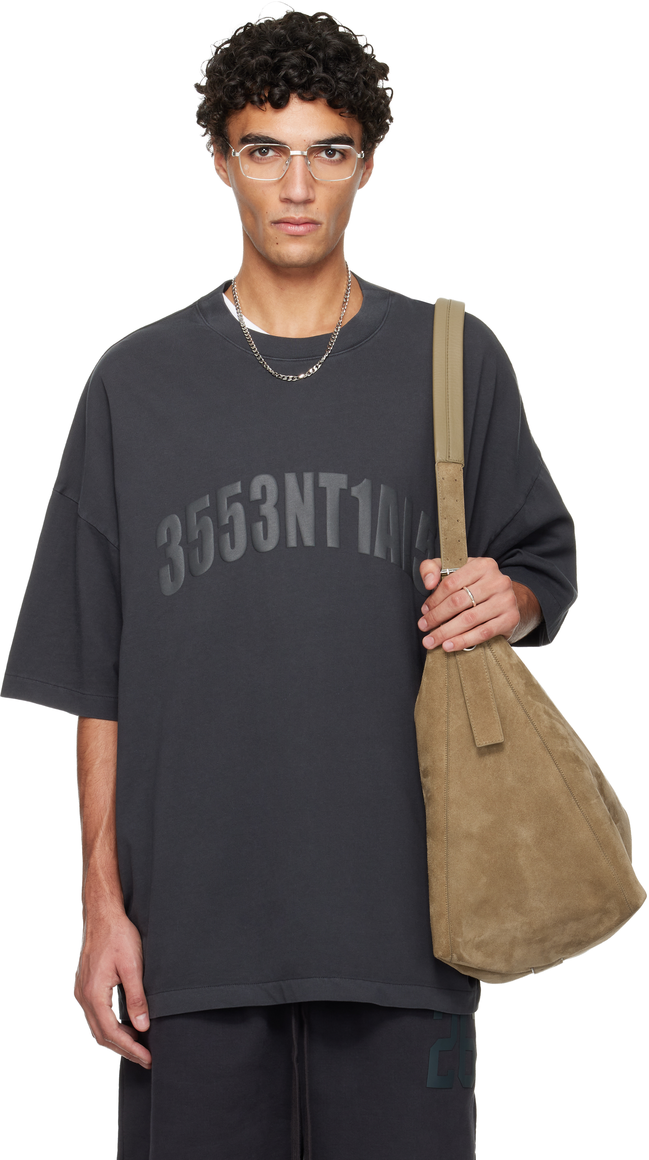 Essentials Gray Holiday 'los Angeles' 90s T-shirt In Black