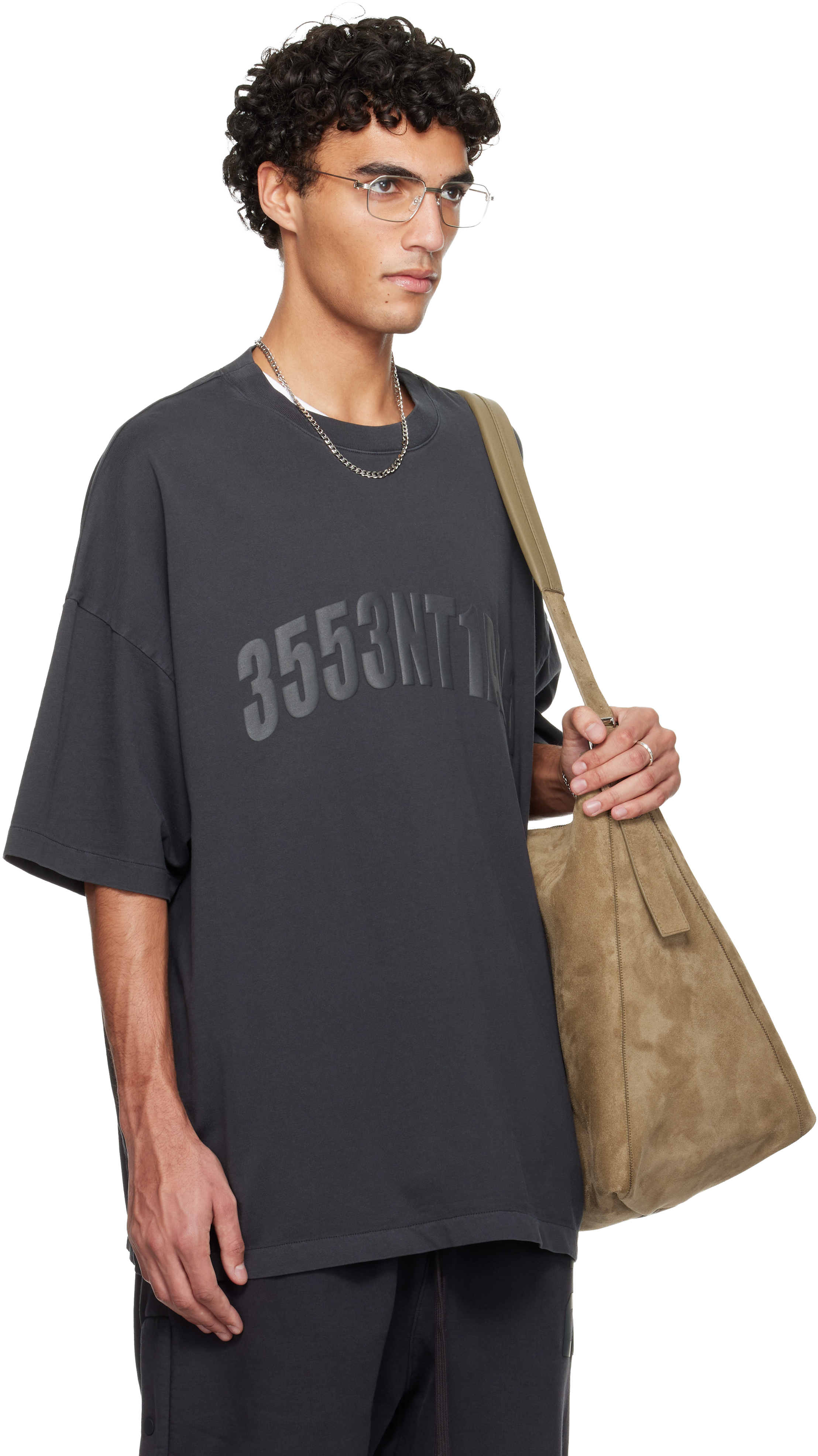 Essentials Gray Holiday 'los Angeles' 90s T-shirt In Black