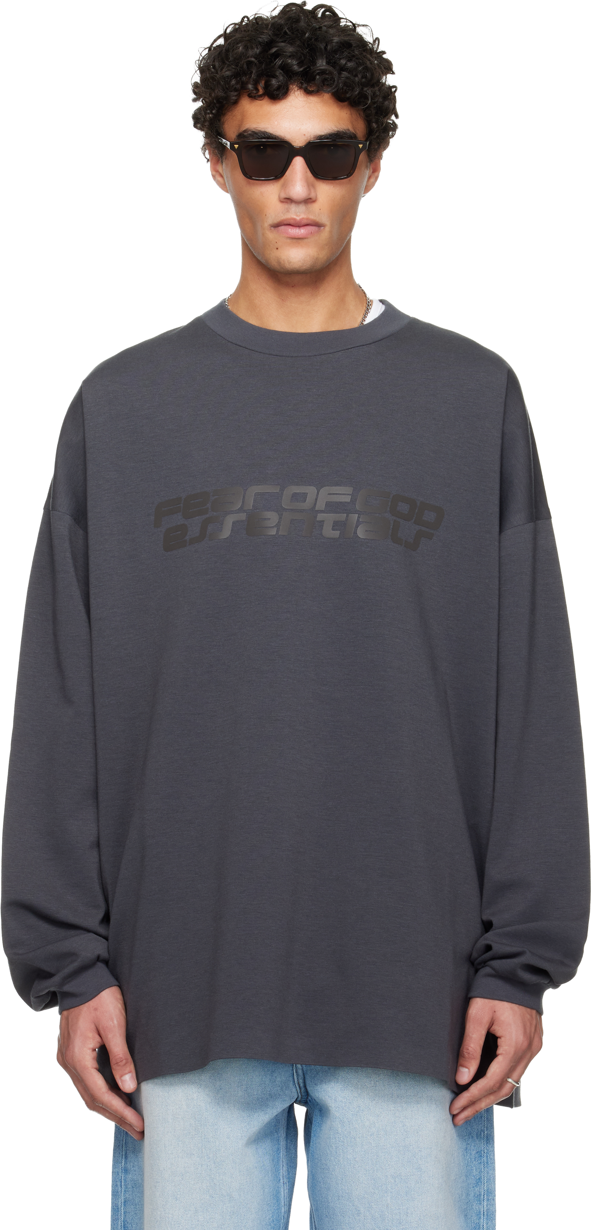 Essentials Gray Holiday 90s Long Sleeve T-shirt