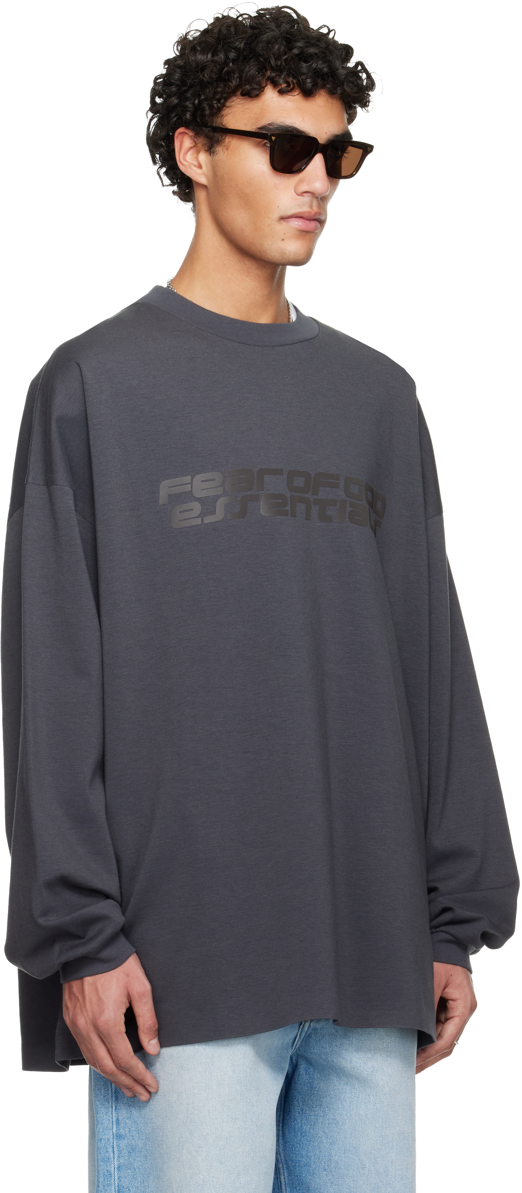 Essentials Gray Holiday 90s Long Sleeve T-shirt In Gray